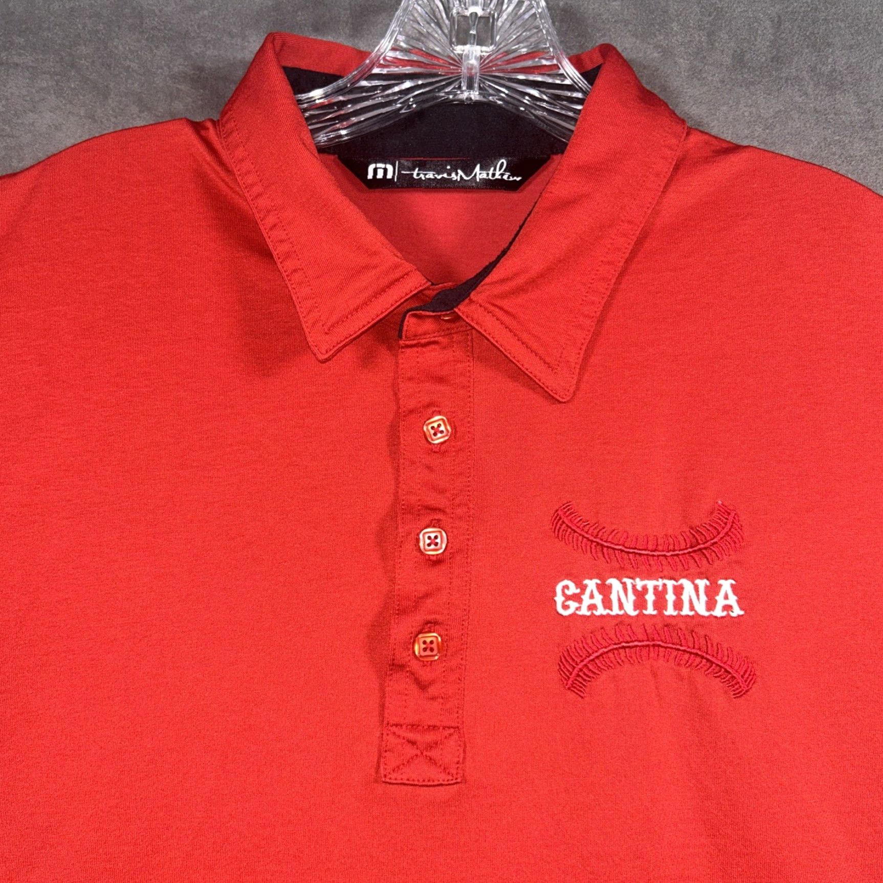 TravisMathew Travis Mathew Polo Shirt Mens XL Cantina Red Pima Cotton Short Sleeves Golf Logo Regular Fit Size US XL / EU 56 / 4 - 3 Thumbnail