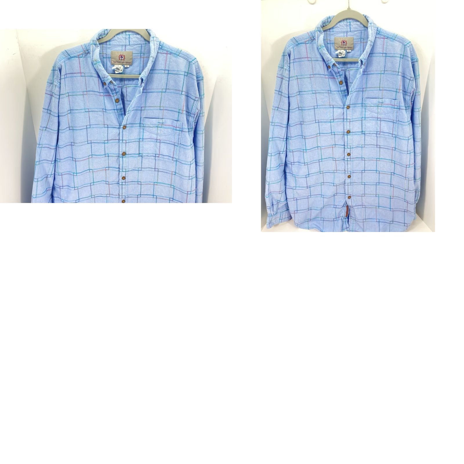 The Territory Ahead VINTAGE Territory Ahead Shirt Men XL Blue Stripe Button Long Sleeve Brushed Cotton Size US XL / EU 56 / 4 - 9 Thumbnail