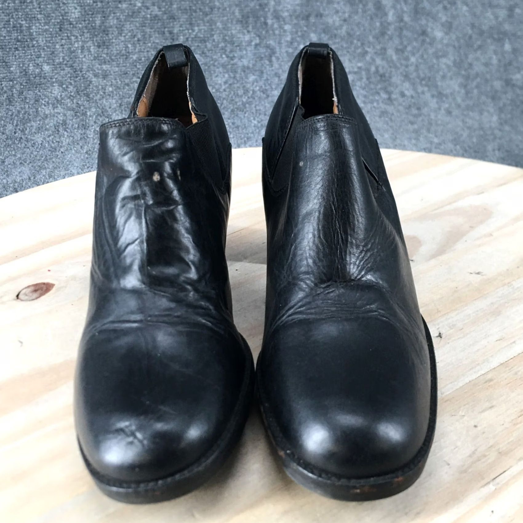 Vintage Bass Heels Womens 7.5 Luna Park Pumps Block Black Leather Round Toe Casual Shoes Size M / US 6-8 / IT 42-44 - 6 Thumbnail