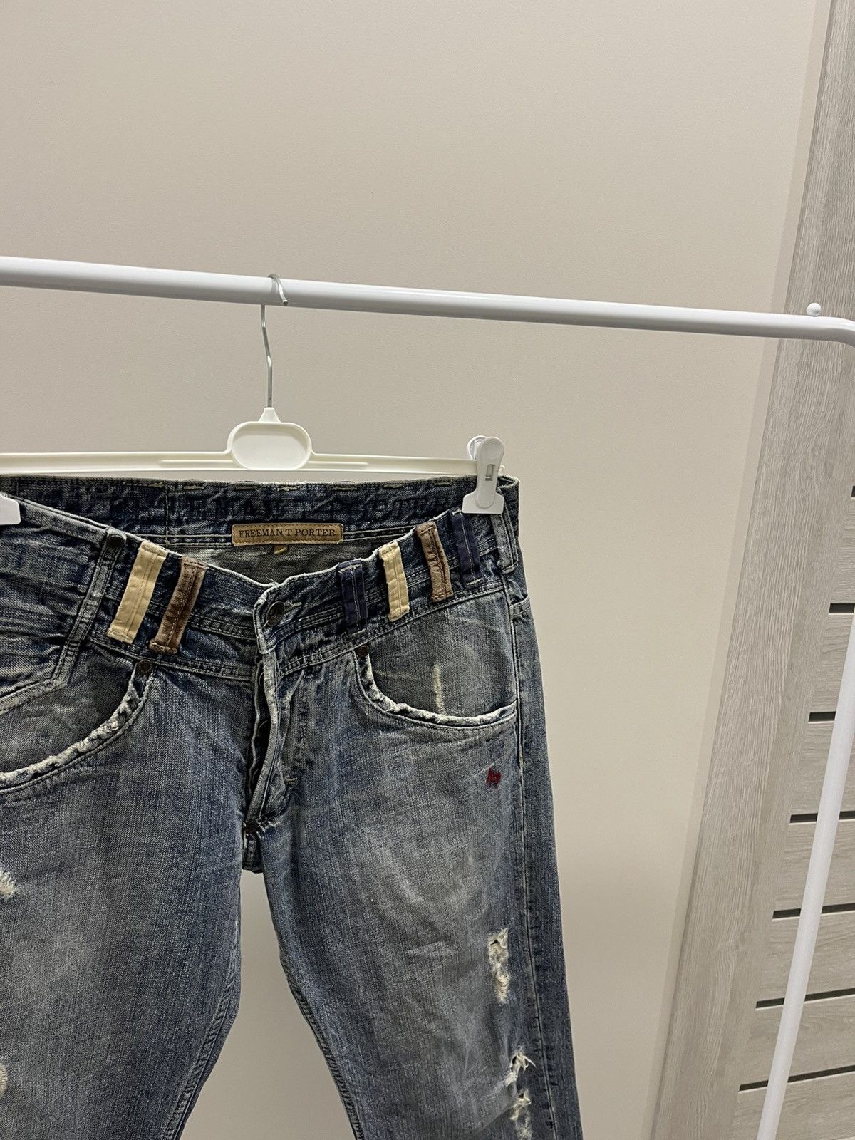 Japanese Brand FTP Vintage 90s Distressed Denim Jeans Blue Raw Hem Size 33 Size US 33 - 3 Thumbnail