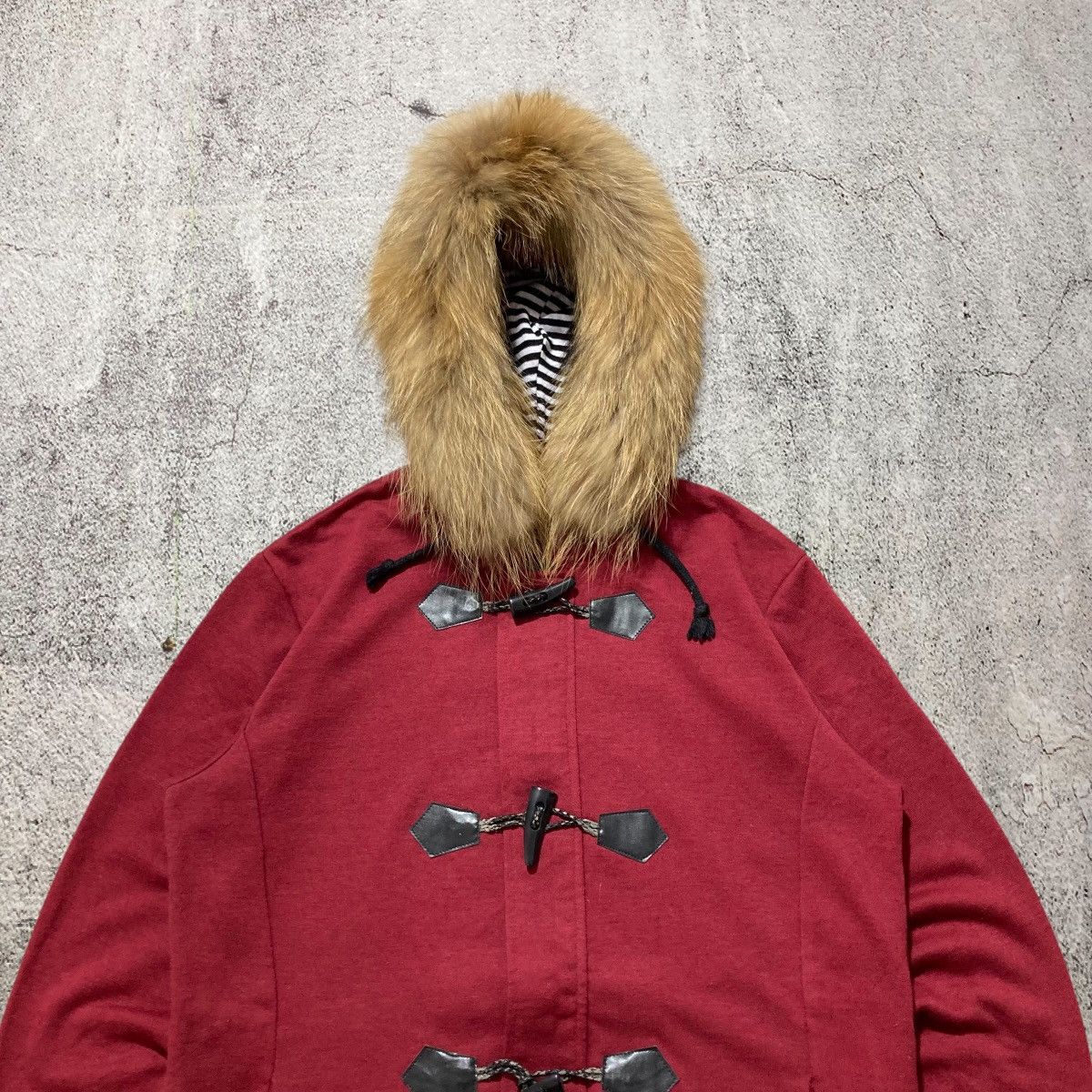 Japanese Brand 2000s Sematic Design Duffle Ziphoodie Fur Red Maroon Lgb Size US M / EU 48-50 / 2 - 2 Thumbnail