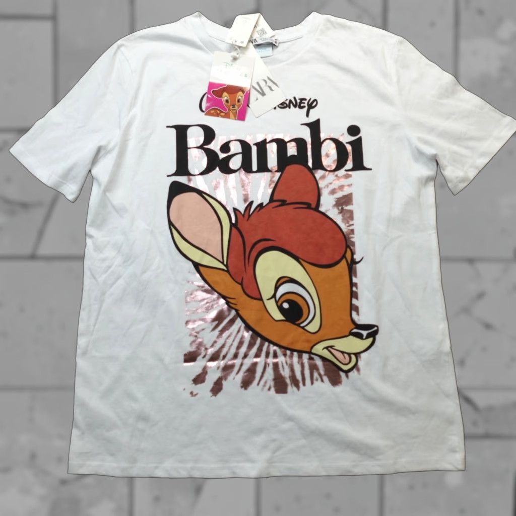Zara Zara Shirt Small White Bambi Disney T-Shirt Crew Neck Short Sleeve Men Regular Size US S / EU 44-46 / 1 - 1 Thumbnail