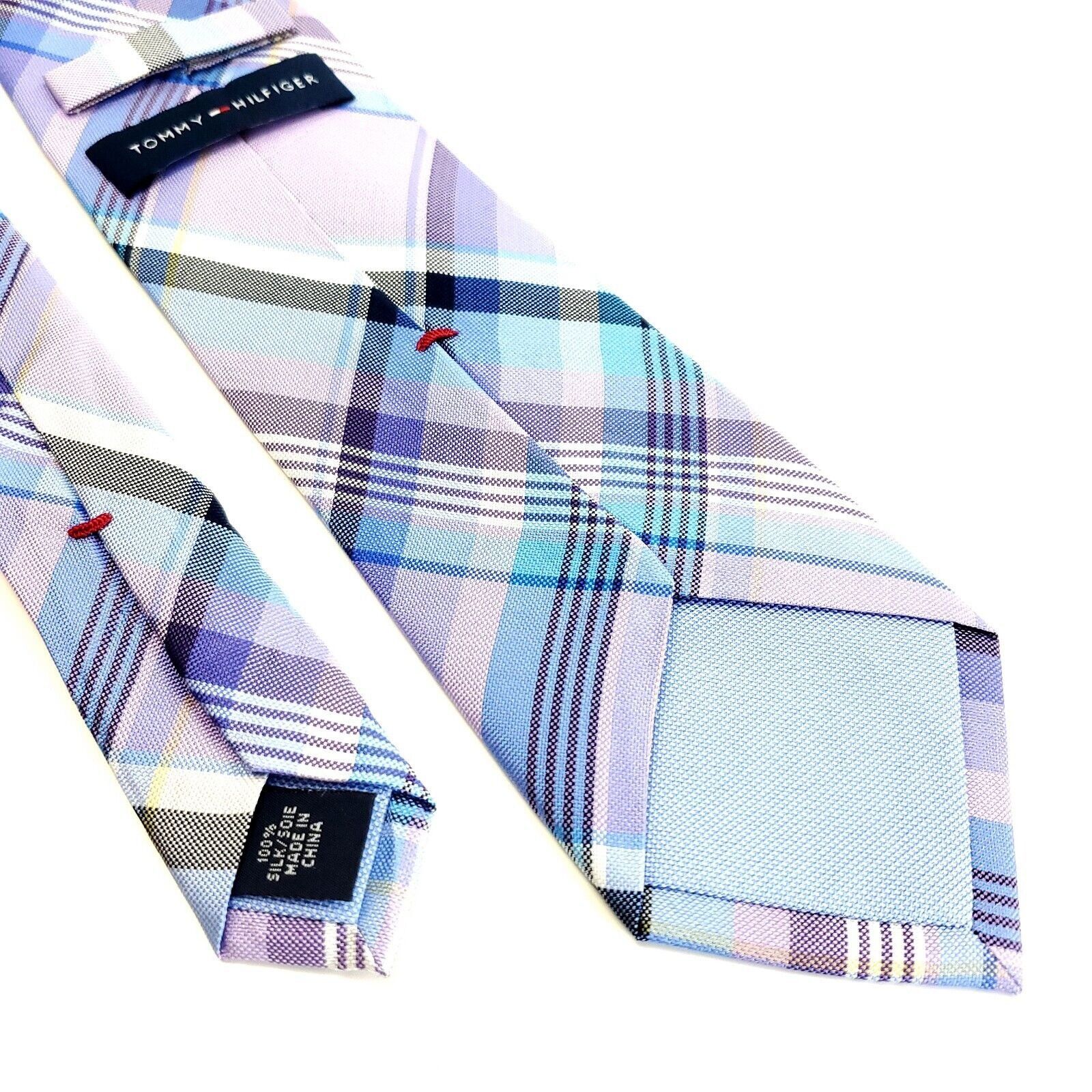 Tommy Hilfiger Tommy Hilfiger Purple Blue Plaid Woven Silk Tie Size ONE SIZE - 5 Thumbnail