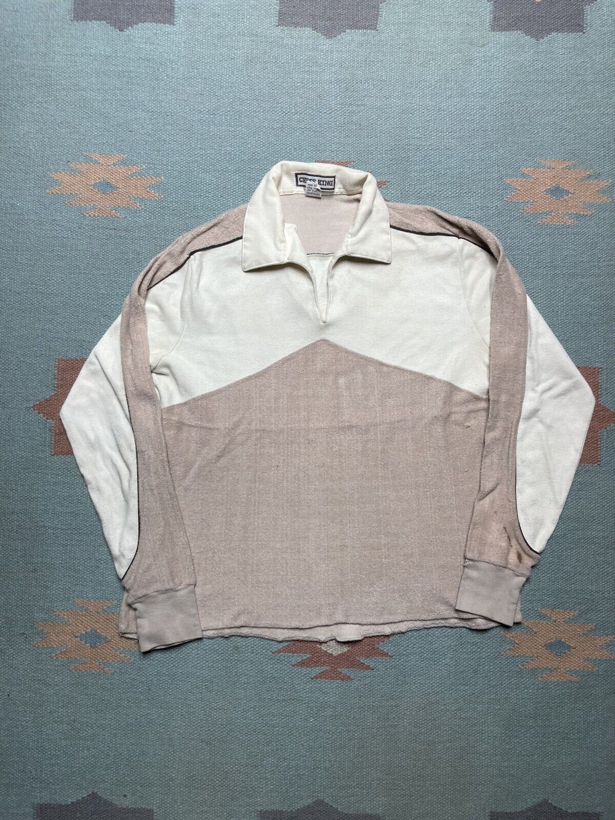 Vintage VTG 70s chess king polo shirt open collar terry cloth medium Size US M / EU 48-50 / 2 - 1 Thumbnail