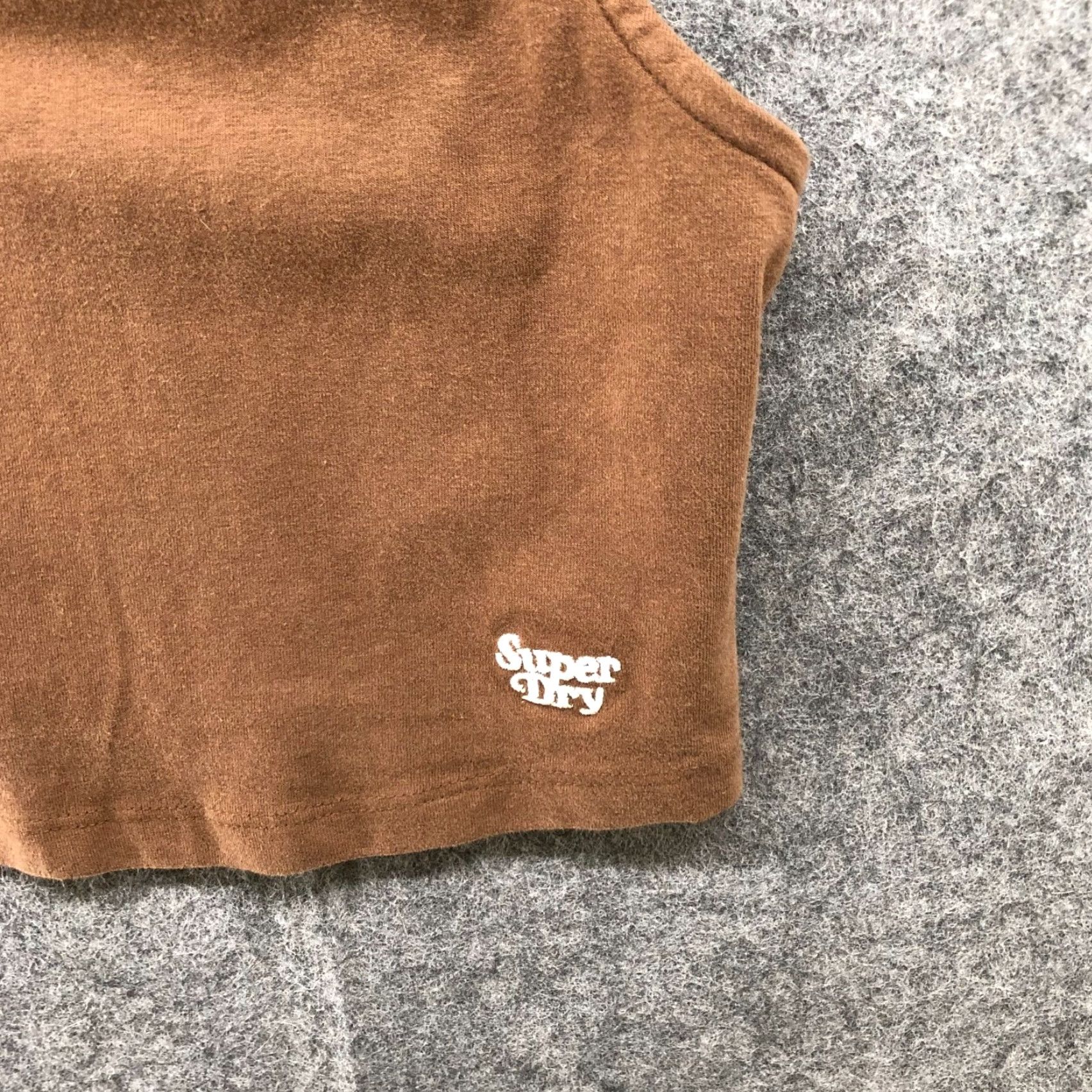 Superdry Superdry Cropped Tank Top Womens Size 10 Brown V-Neck Sleeveless Shirt Casual Crewneck Knit Cotton Blend Modern Cropped 10 Womens Brown V-Neck Tank Size L / US 10 / IT 46 - 3 Thumbnail
