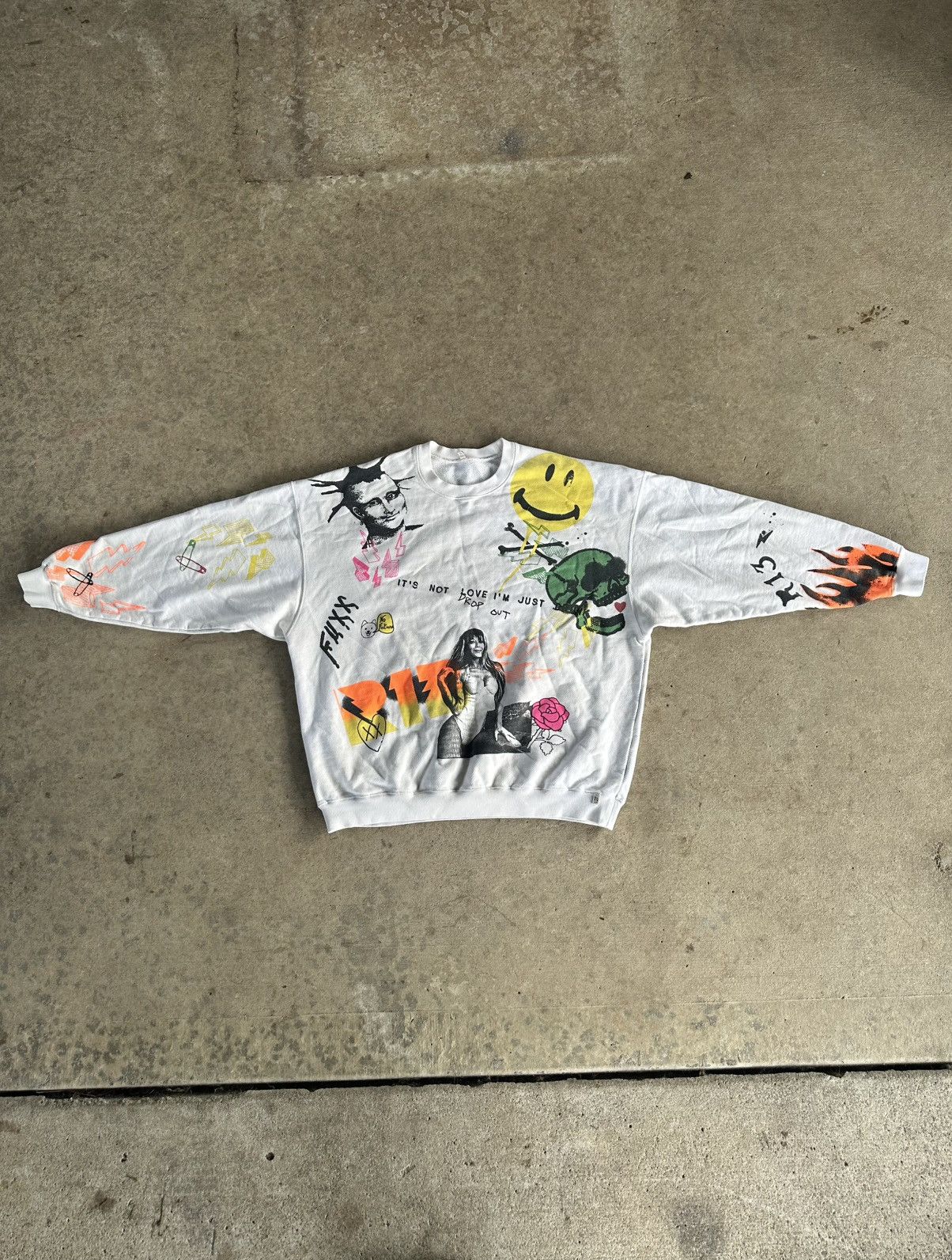 Japanese Brand × Polo Ralph Lauren R13 Graffiti Oversized Crewneck White Sweater Size Large Size L / US 10 / IT 46 - 1 Thumbnail