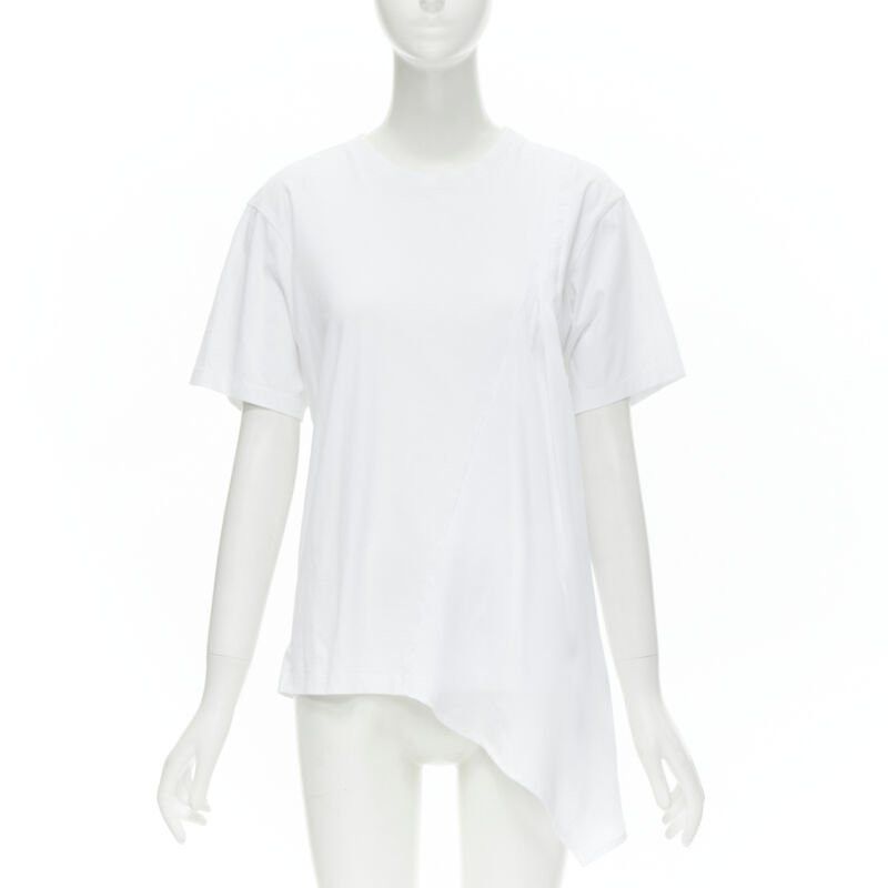 Victoria Beckham VVB VICTORIA BECKHAM 100% cotton polyester insert asymmetric t-shirt S Size S / US 4 / IT 40 - 1 Thumbnail