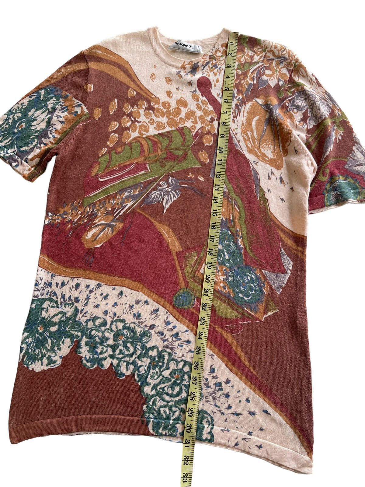 Vintage Vintage 80s Magnolia Luxury Printed Knitted Shirt Size L / US 10 / IT 46 - 7 Thumbnail