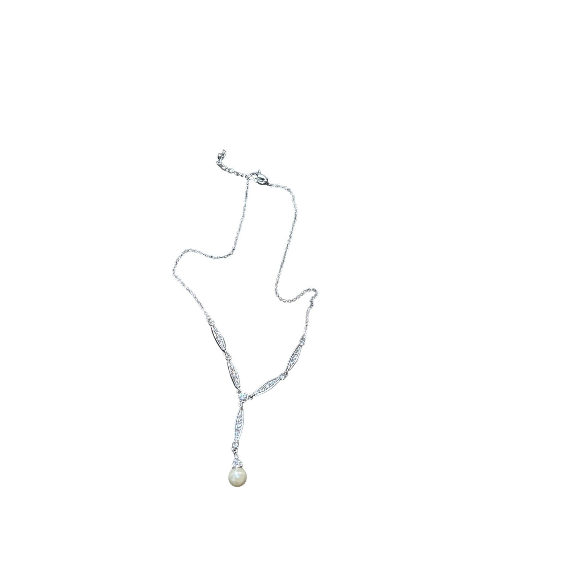 Other Vintage Style Silver-tone Necklace With Faux-Pearl Drop Pen Size ONE SIZE - 10 Thumbnail