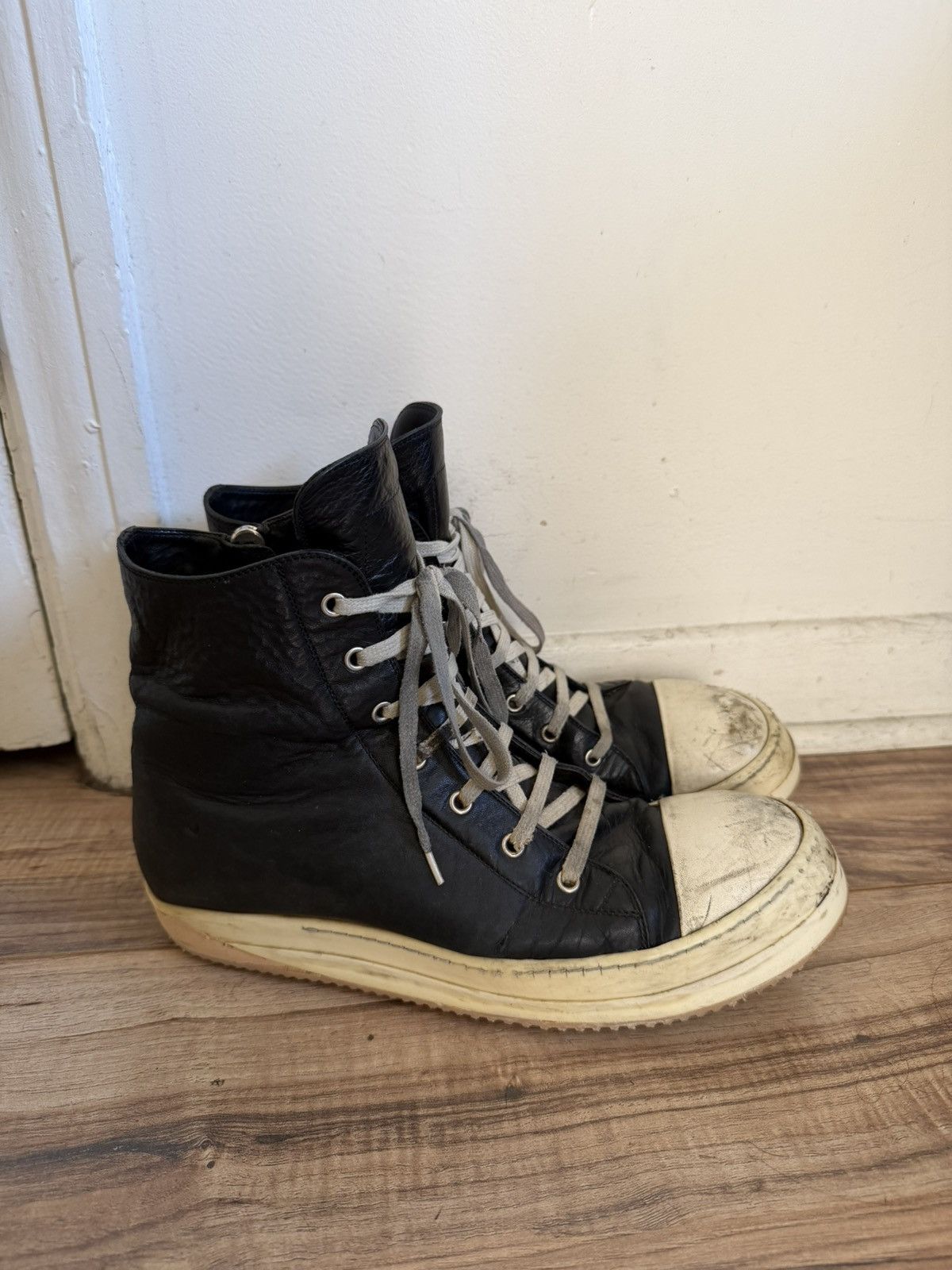 Rick Owens FW18 Mainline Leather Ramone Hightop Sneakers 44 Size US 11.5 / EU 44-45 - 1 Thumbnail