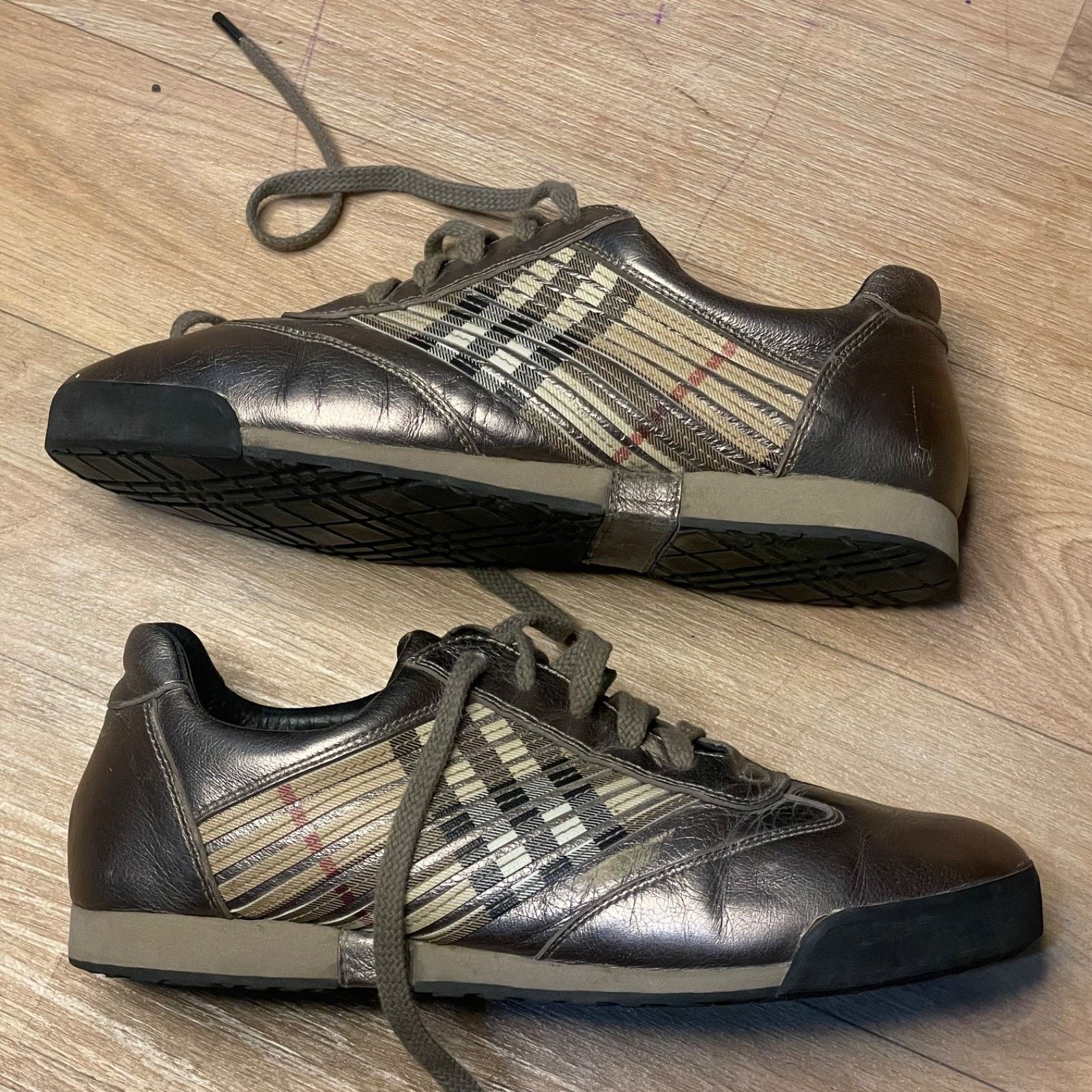 Burberry BURBERRY SHOES SNEAKERS WOMENS Nova check GOLD Leather Size US 9 / IT 39 - 3 Thumbnail