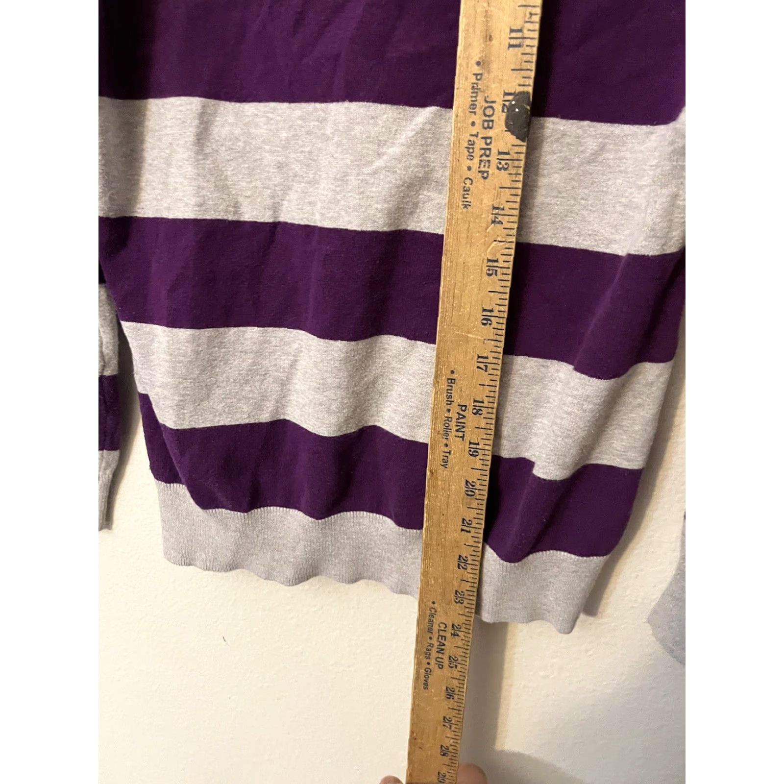 Vintage US Polo Assn. Sweater Striped Knit V-Neck Women's Large Purple Gray Pullover Cable-Knit Knitwear Shirt Modern Vintage: No Size L / US 10 / IT 46 - 4 Thumbnail