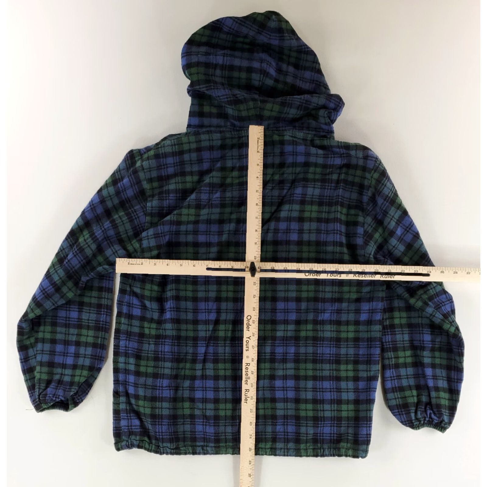 Vintage Vermont Flannel Hoodie Pullover Blue Green Plaid Long Sleeve Mens S Size US S / EU 44-46 / 1 - 8 Thumbnail