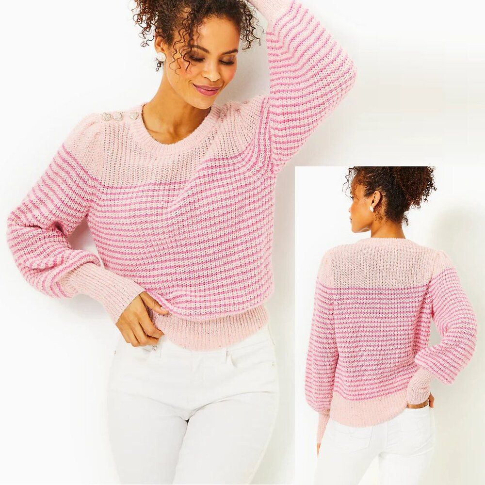NWT New $148 Lilly Pulitzer Finney Peony Pink Sparkle Stri
