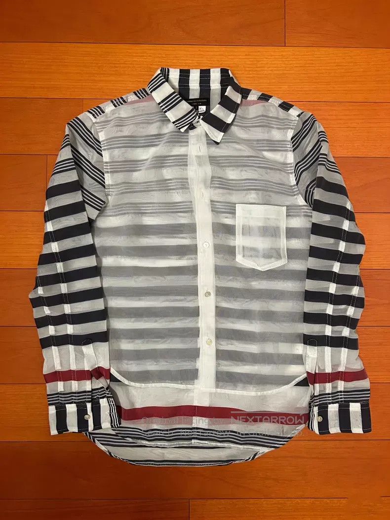 Comme des Garcons Comme Des Garcons Tulle red and blue striped shirt Size US S / EU 44-46 / 1 - 1 Thumbnail