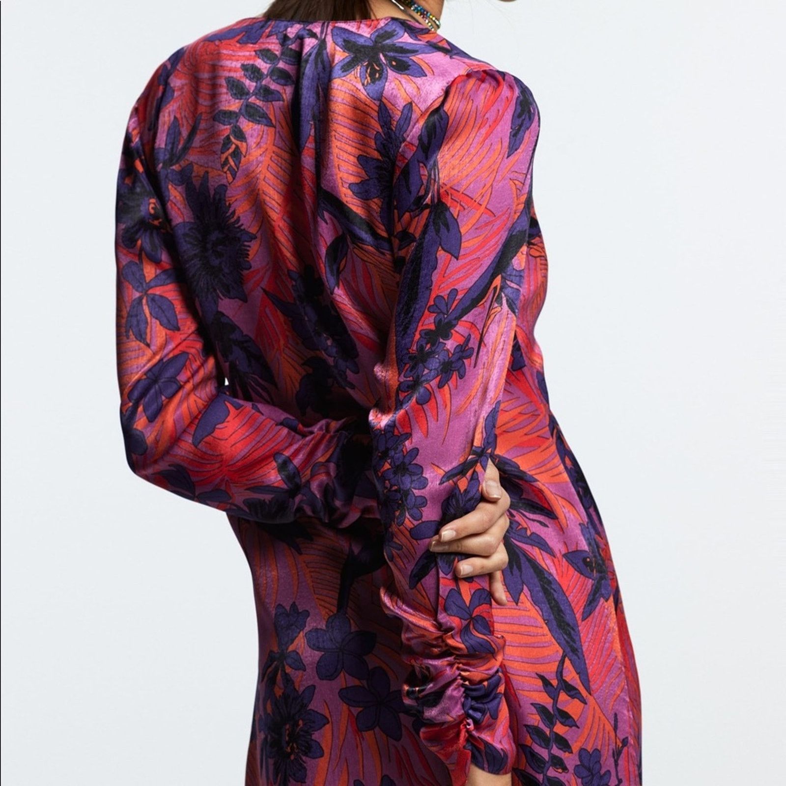 Zara ZARA PRINTED MINI DRESS MAUVE Size S / US 4 / IT 40 - 6 Thumbnail