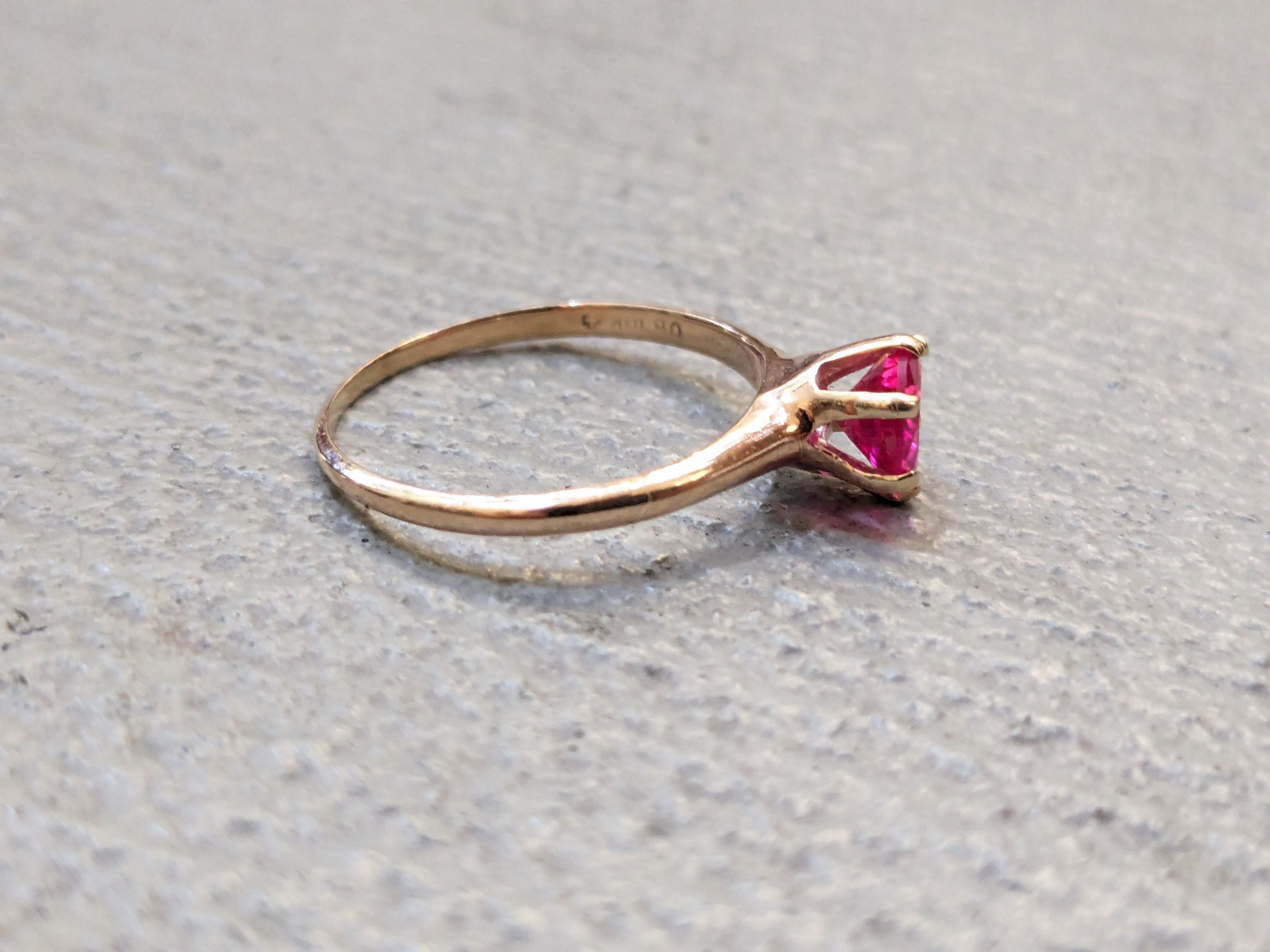 Jewelry 10k Yellow Gold Ring Lab Red Ruby Size 7 Princess Cut Size ONE SIZE - 5 Thumbnail