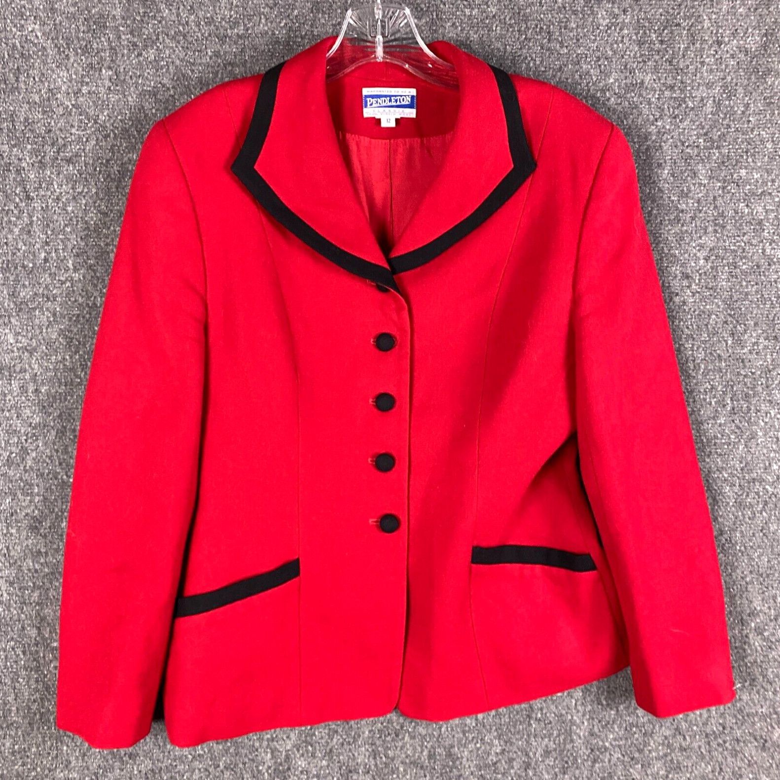 image of Vintage Pendleton Coat Women's Size 12 100% Wool Red Made In Usa Adults in White