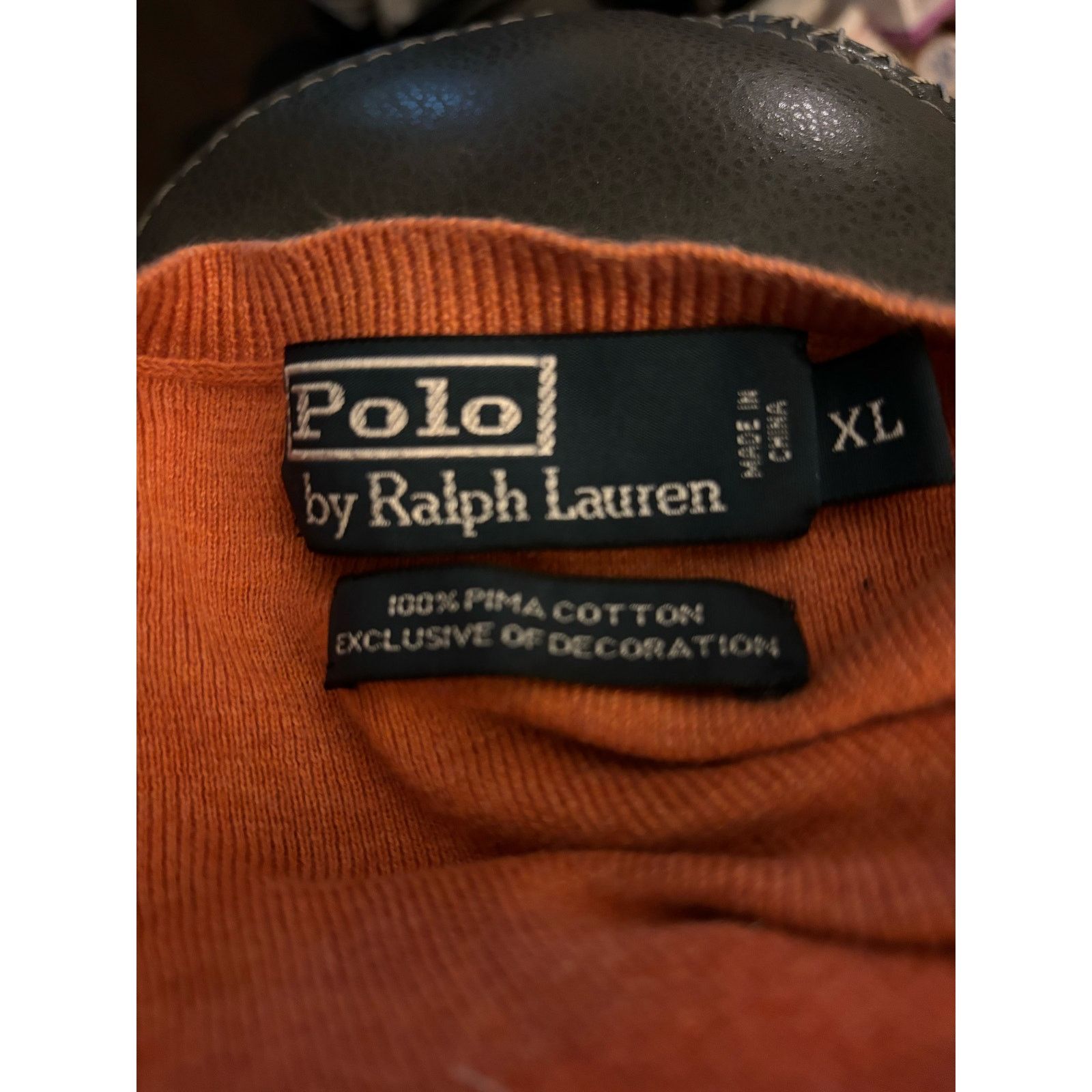 Polo Ralph Lauren Polo Ralph Lauren Sweater Mens XL Orange Pima Cotton V Neck Size US XL / EU 56 / 4 - 6 Thumbnail