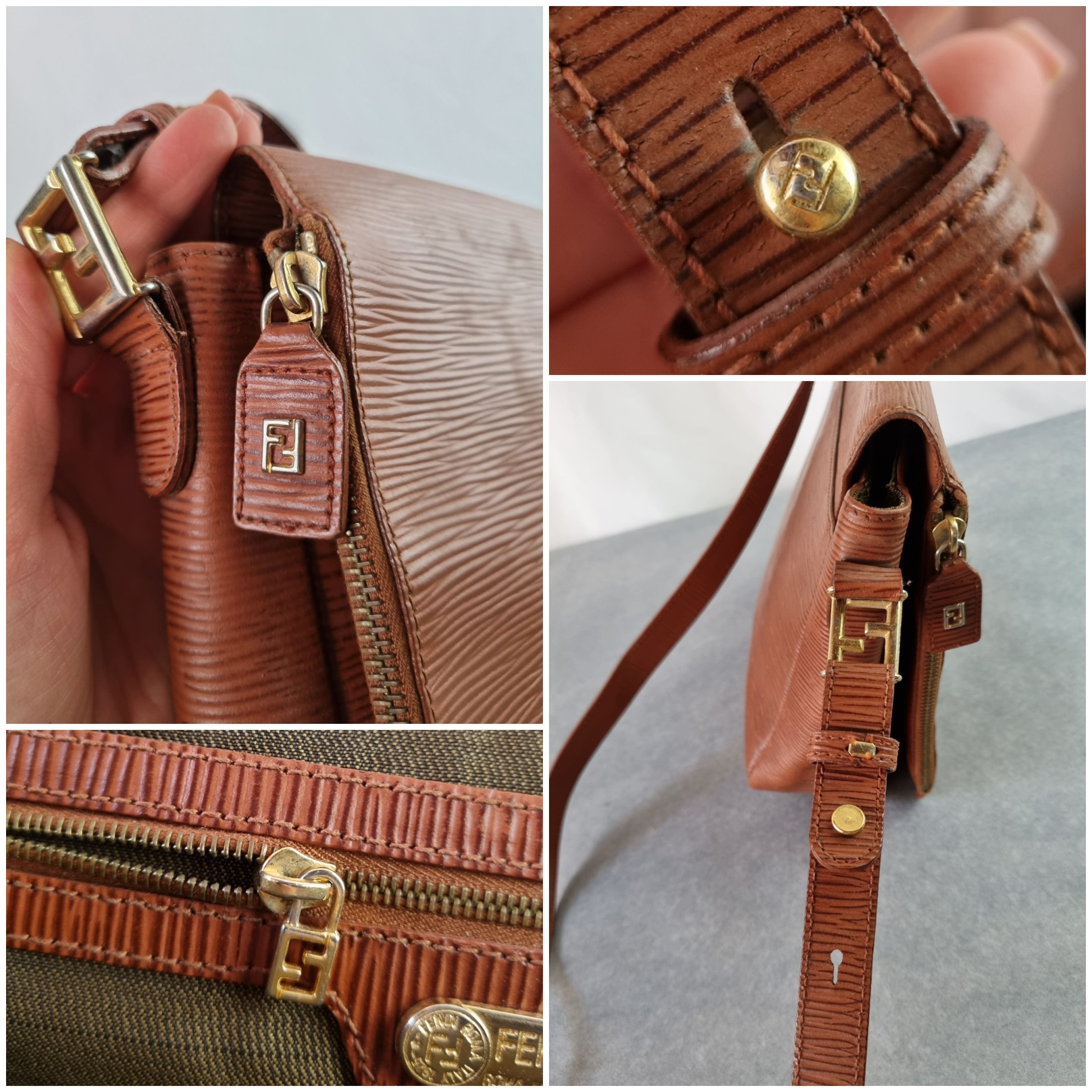 Fendi Vintage FENDI Brown Epi Leather Messenger Crossbody Bag Size ONE SIZE - 14 Thumbnail