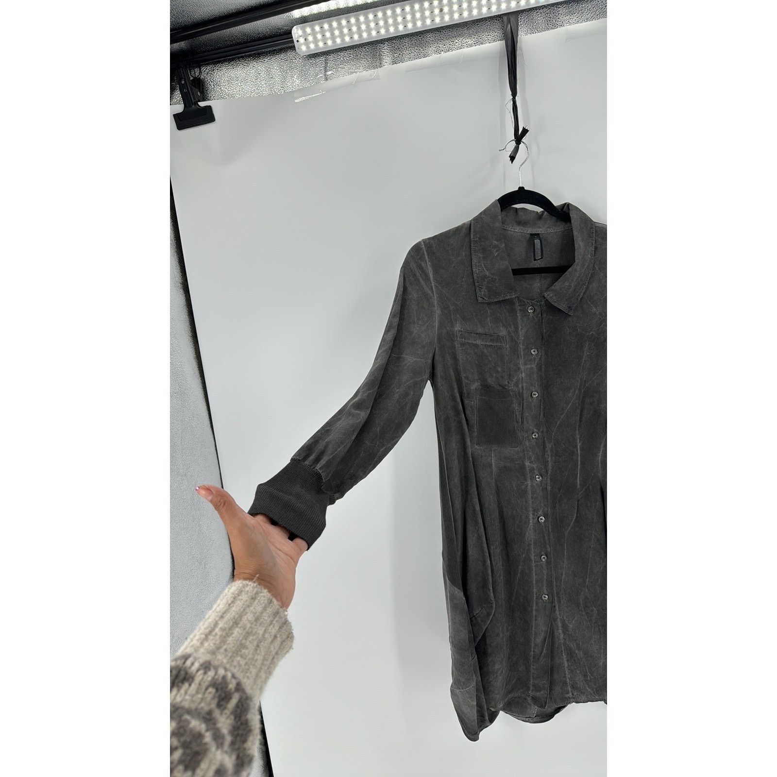 Other Inizio Dress Small Gray Button Front Shirt Dress Lagenlook Size S / US 4 / IT 40 - 7 Thumbnail
