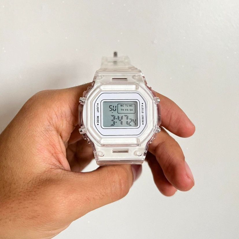 Jewelry x Vintage Y2K 2000S Vintage Retro Style Transparent Digital Watch in White, Men's