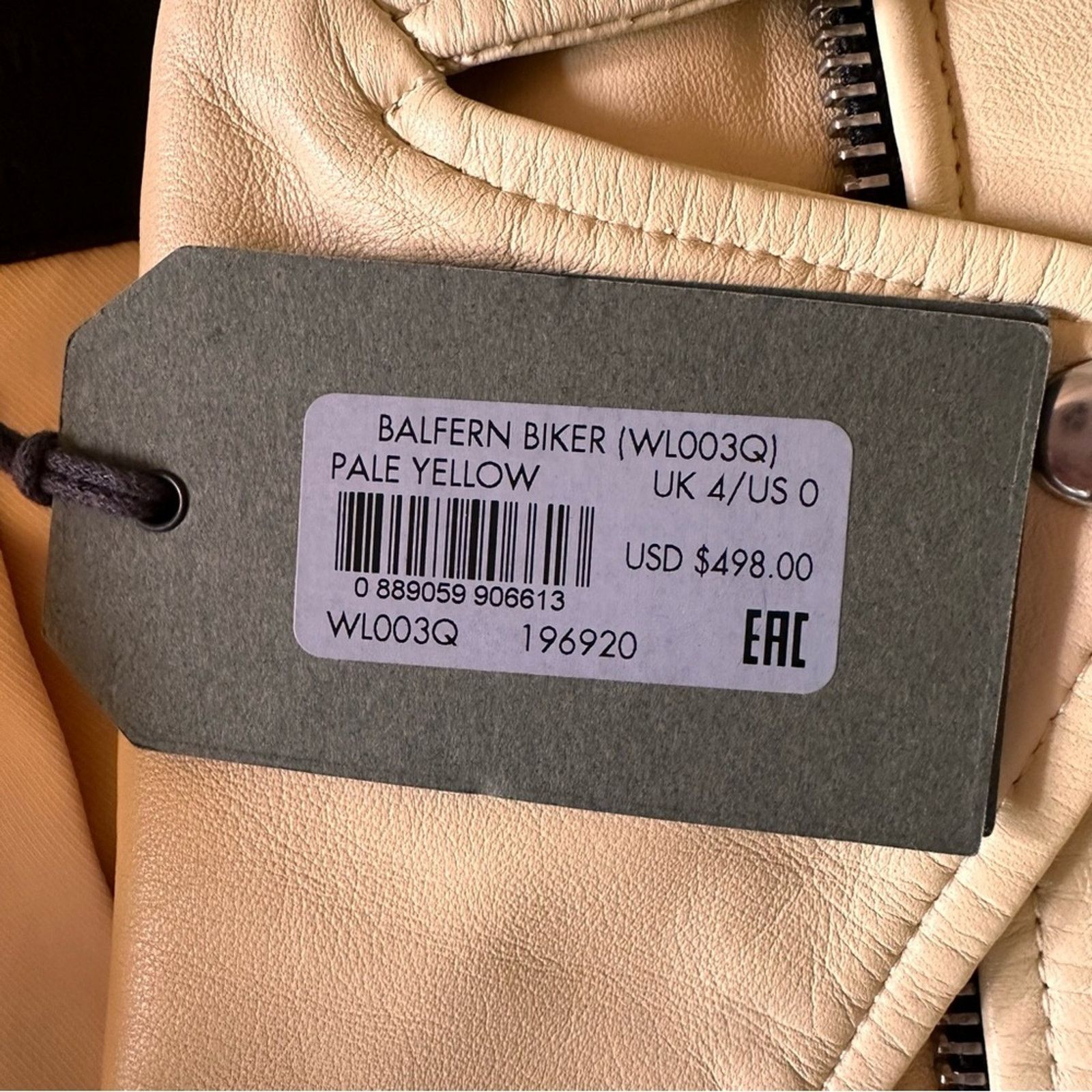Allsaints AllSaints NWT Balfern Biker Jacket – Pale Yellow – Size 0 Size XS / US 0-2 / IT 36-38 - 11 Thumbnail
