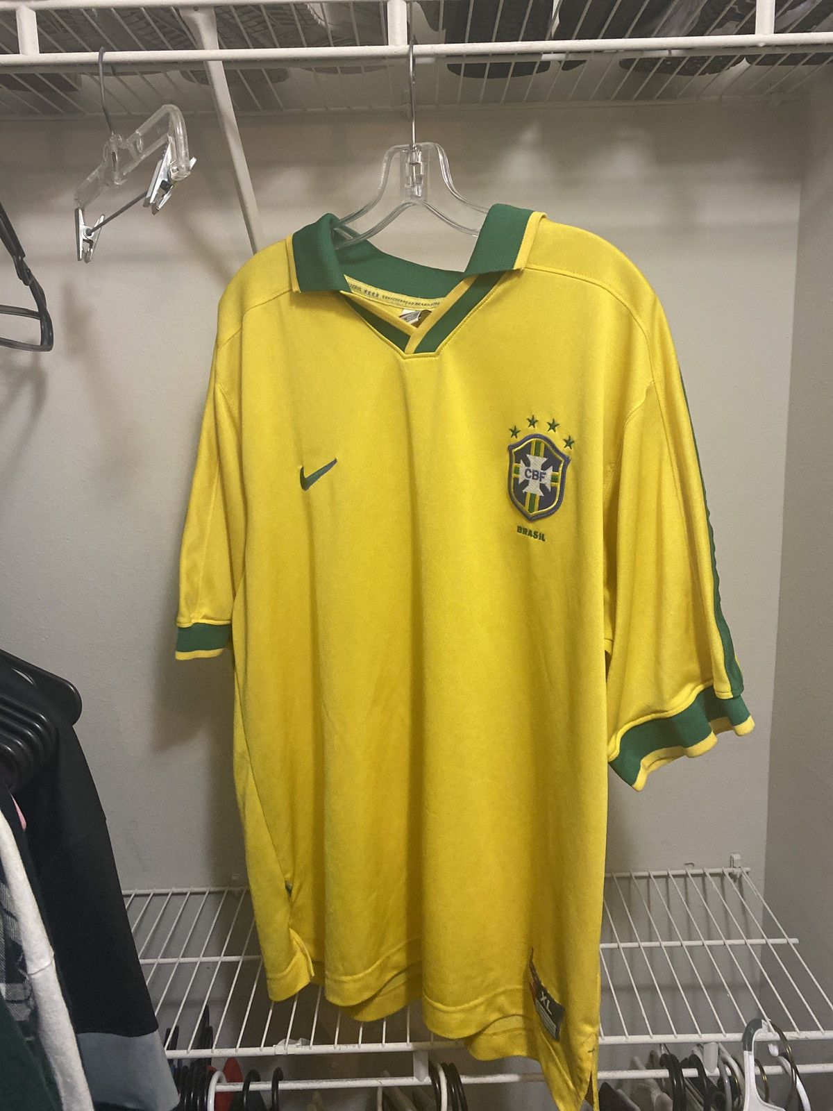 image of 1998 Nike Brazil Soccer Jersey in Yellow, Men's (Size XL)