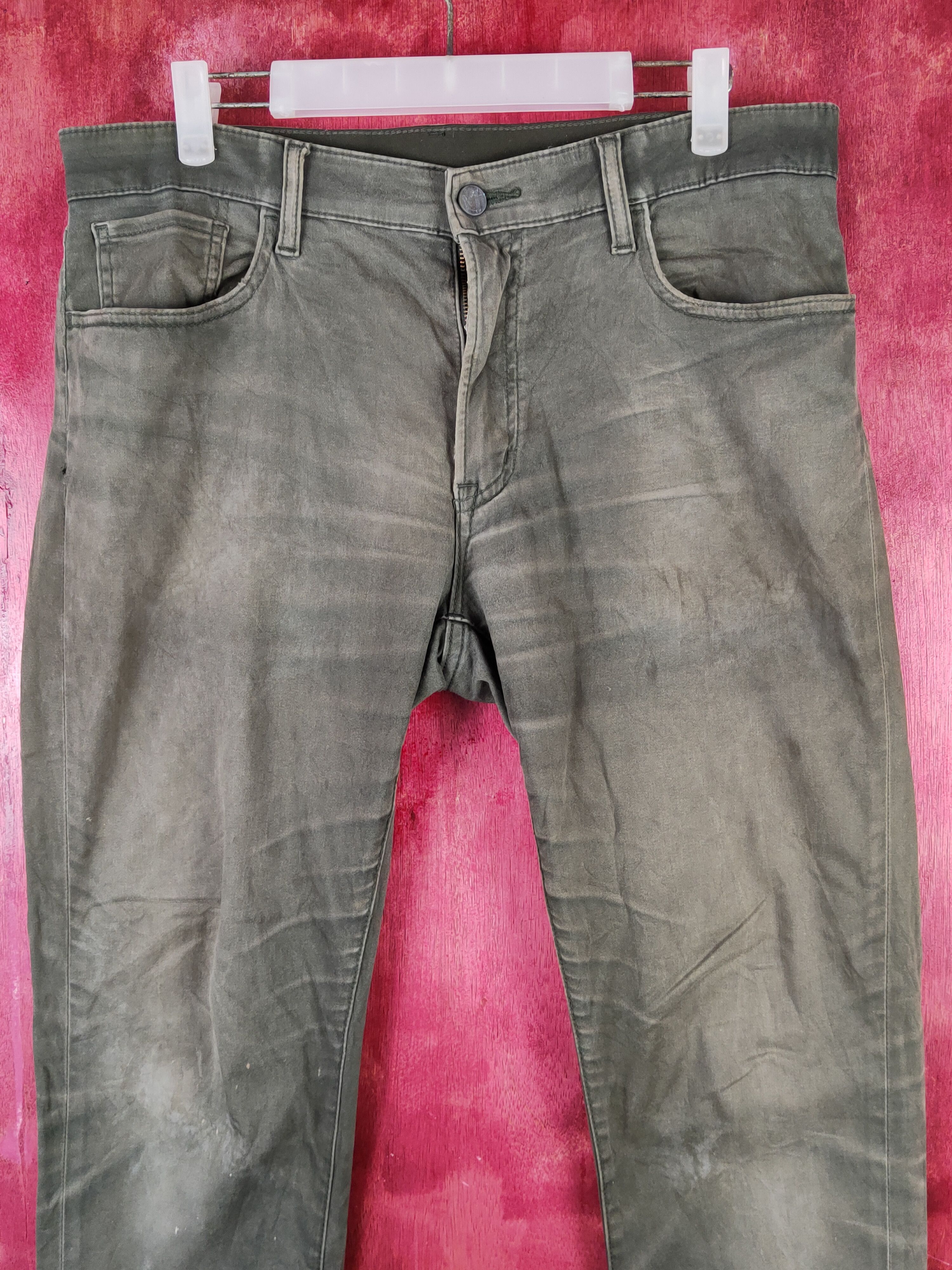 Japanese Brand Uniqlo Olive Faded Multipocket Casual Pants #S2214 Size US 33 - 2 Thumbnail