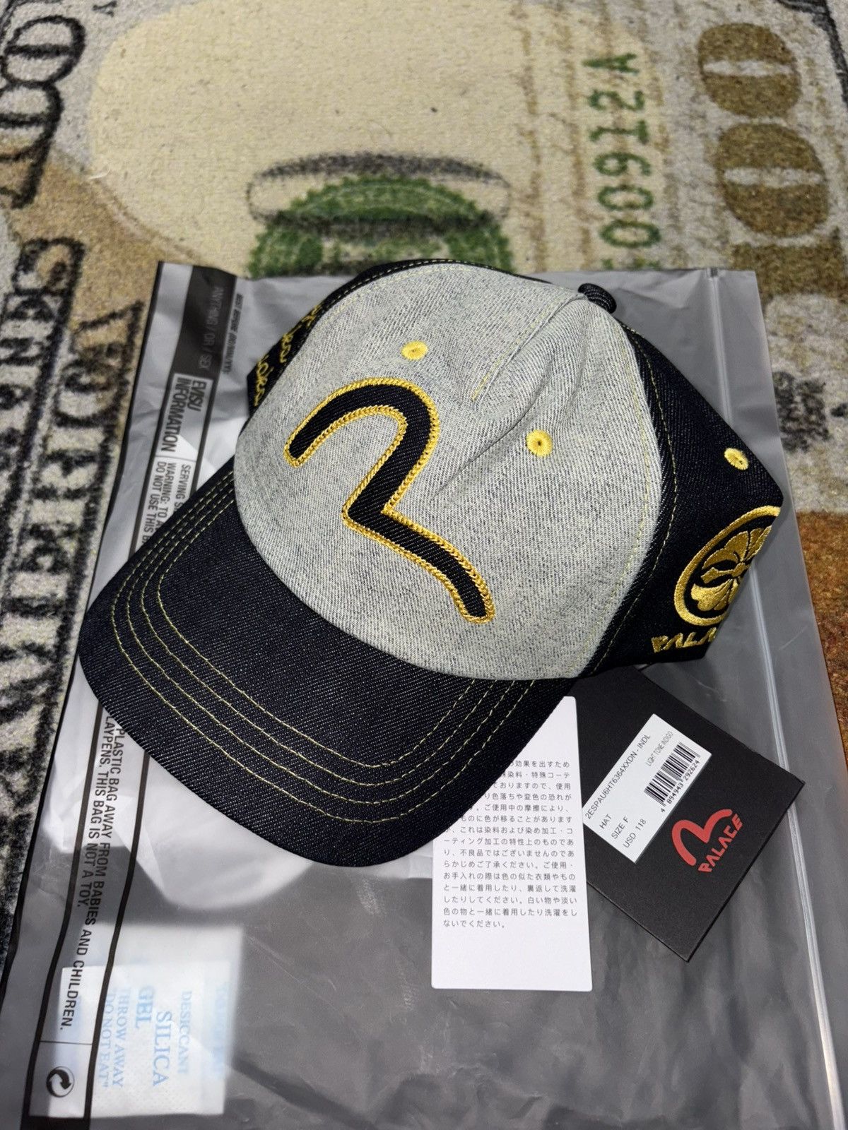 Evisu × Palace Palace x Evisu Dice Mesh Trucker Dark Wash | Grailed