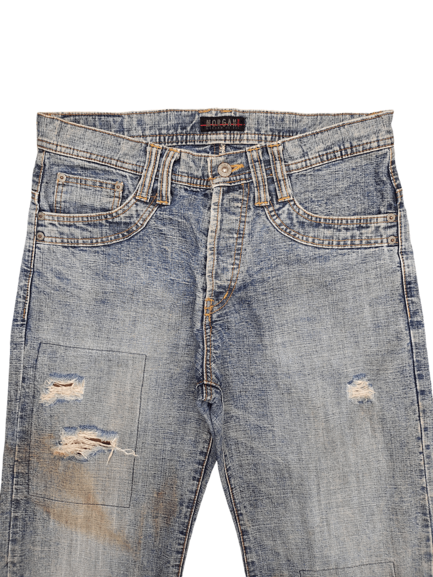 Kapital 1990s Morgan Homme Distress Rusty Faded Patchwork Jeans Size US 31 - 2 Thumbnail
