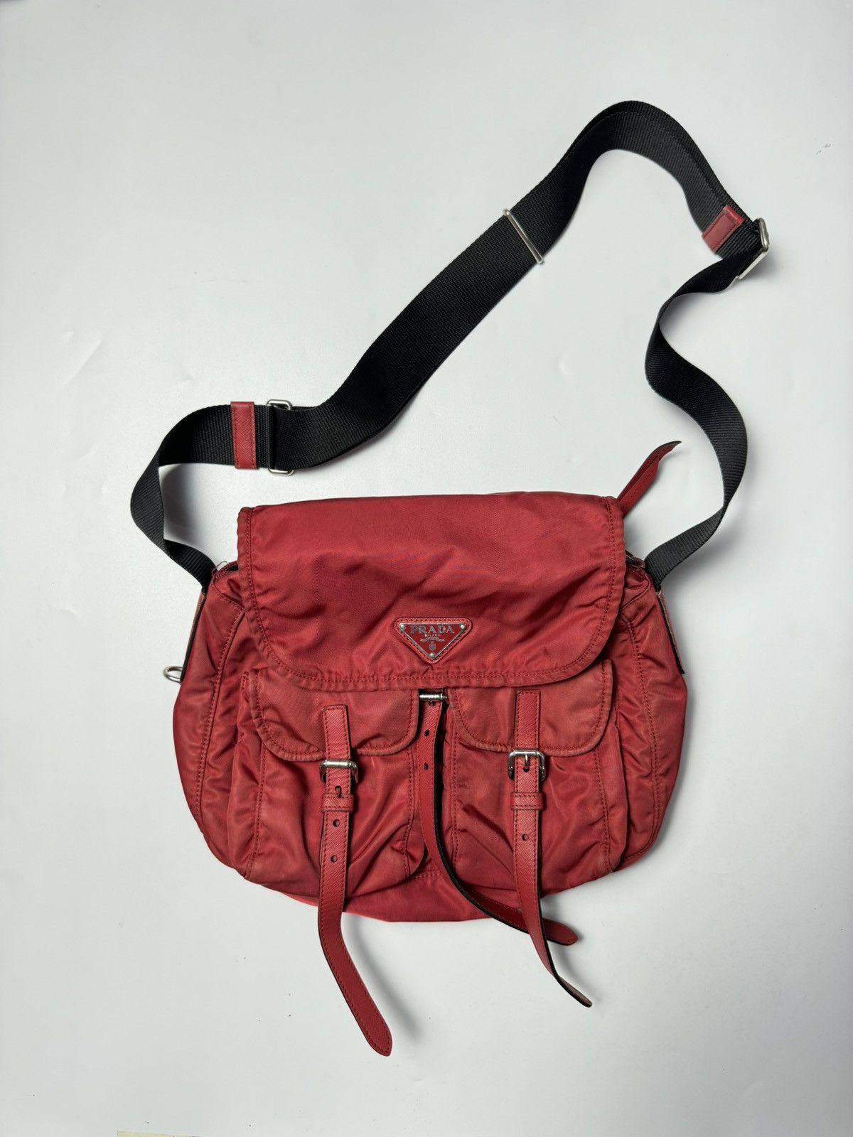 Prada Prada | Red & Black | Nylon Messenger Bag | Size ONE SIZE - 4 Thumbnail