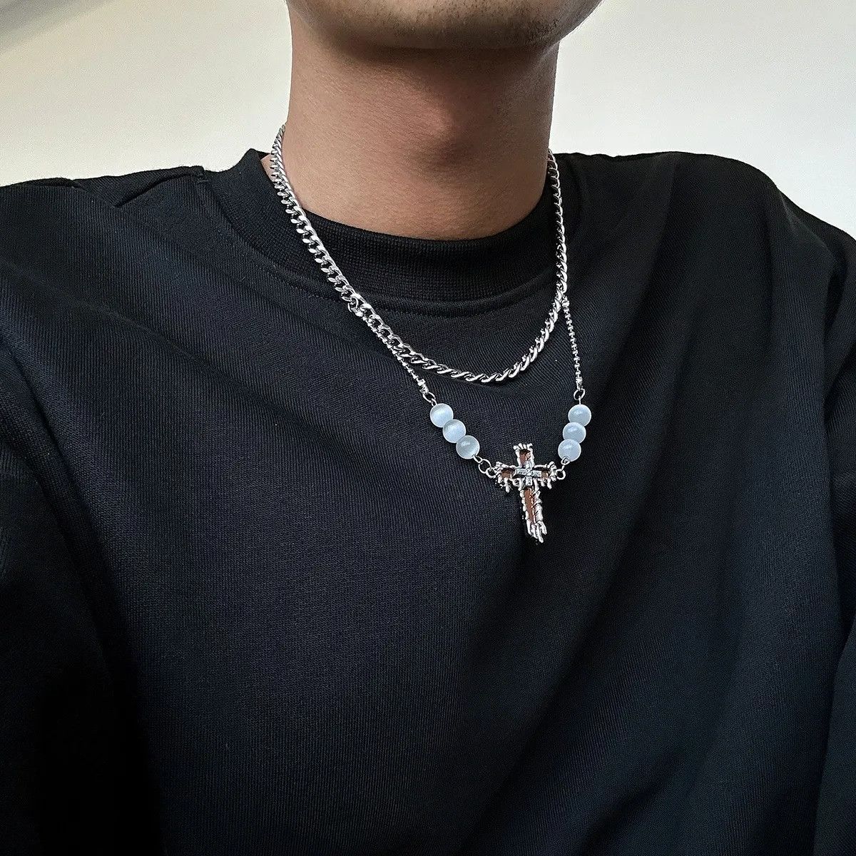 Vintage Double Layer Cross Pendant Necklace Size ONE SIZE - 3 Thumbnail