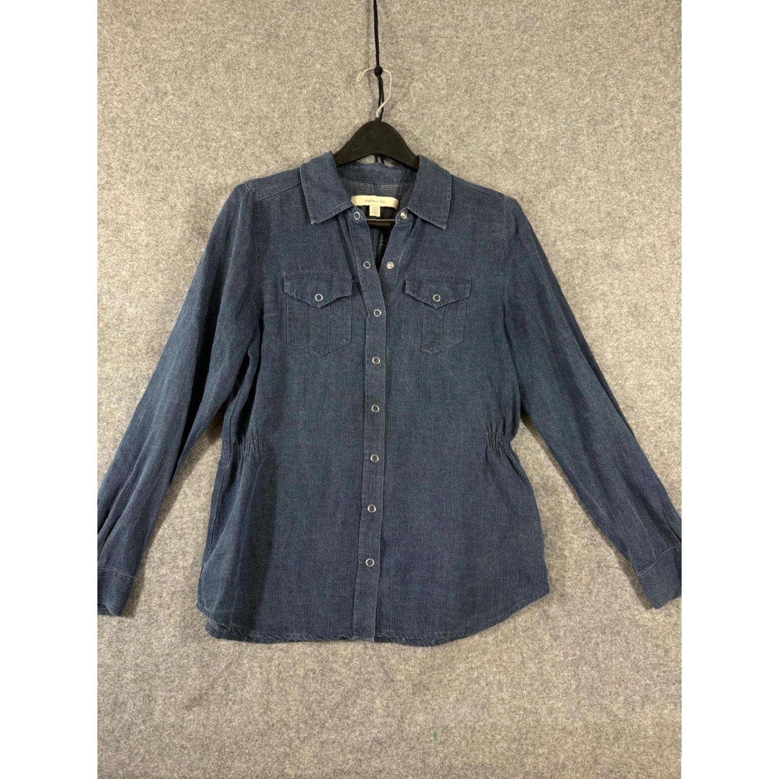 Madison Madison Hill Shirt Womens M Blue Denim Snap Front Long Sleeve Western Style Size M / US 6-8 / IT 42-44 - 3 Thumbnail