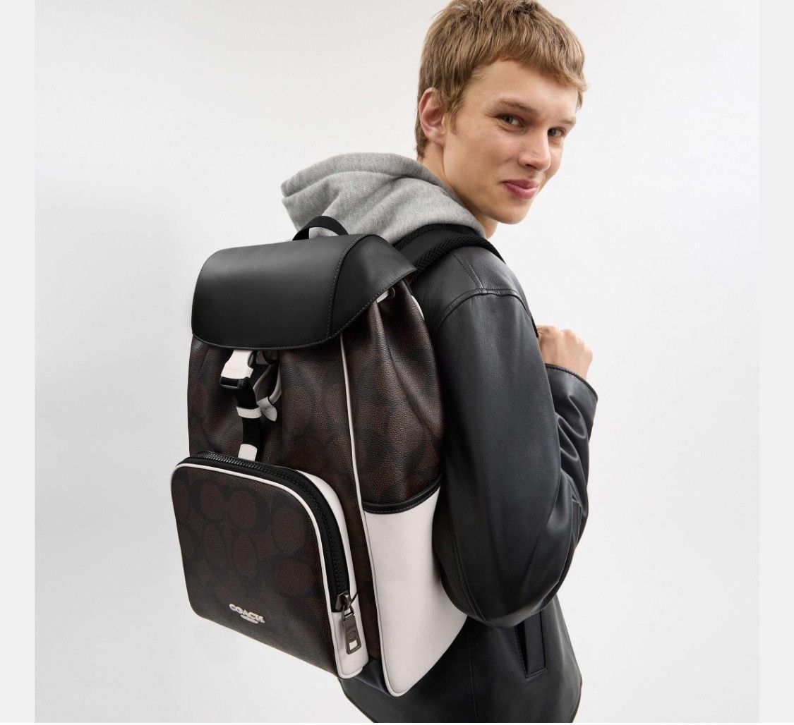 Coach NWT COACH Racer Backpack In Blocked Signature Canvas Size ONE SIZE - 7 Thumbnail