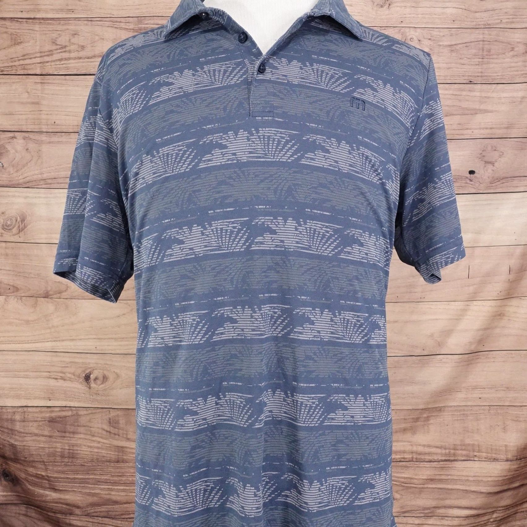 TravisMathew Travis Mathew Polo Shirt Mens 2XL Blue Geometric Patterned Golf Casual Performance Shirt Size US XXL / EU 58 / 5 - 3 Thumbnail