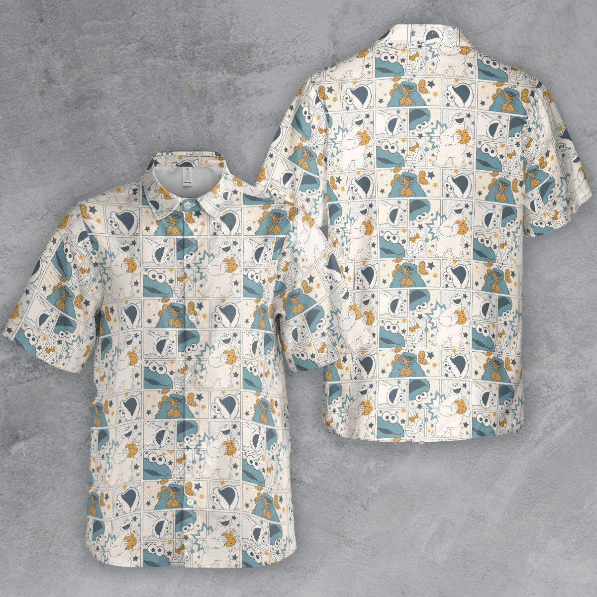 The Unbranded Brand Om Nom Nom Cookie Monster Eating Sesame Street Shirt Size US S / EU 44-46 / 1 - 4 Thumbnail