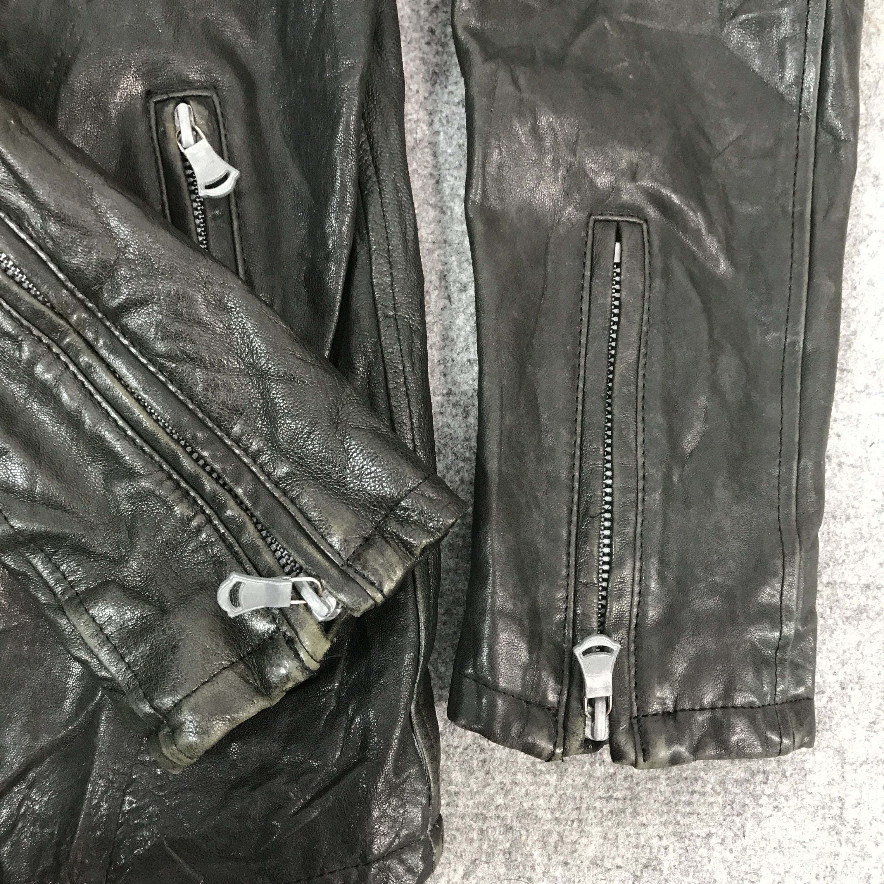 Japanese Brand Vtg green label Leather jacket biker style Size US S / EU 44-46 / 1 - 7 Thumbnail