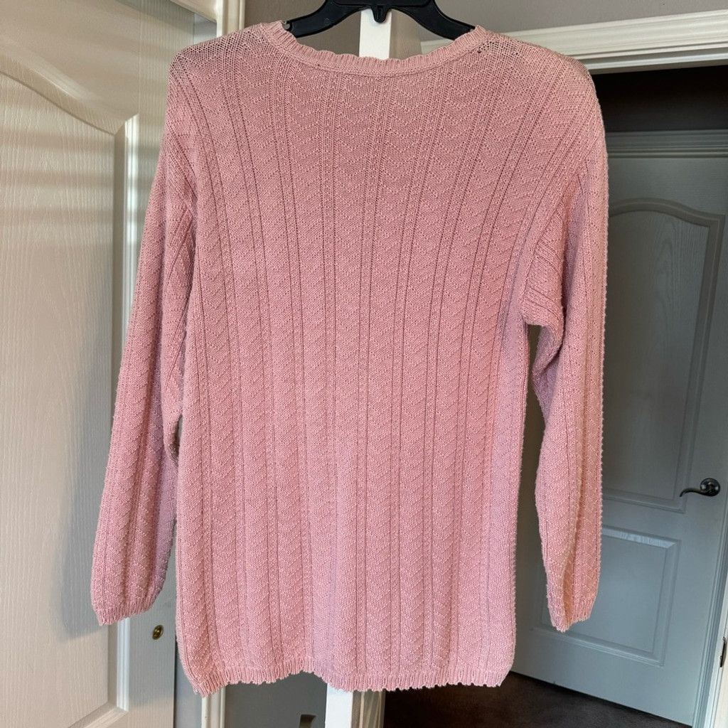 Other Vintage Liz Claiborne Lizsport Pink Cable Knit Crew Sweater Size M / US 6-8 / IT 42-44 - 5 Thumbnail
