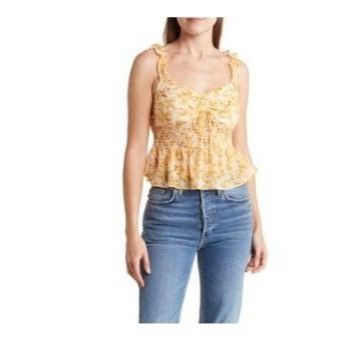 Other Lush Floral Tie Front Tank Top Gold Brown, Sz. S Size S / US 4 / IT 40 - 2 Thumbnail