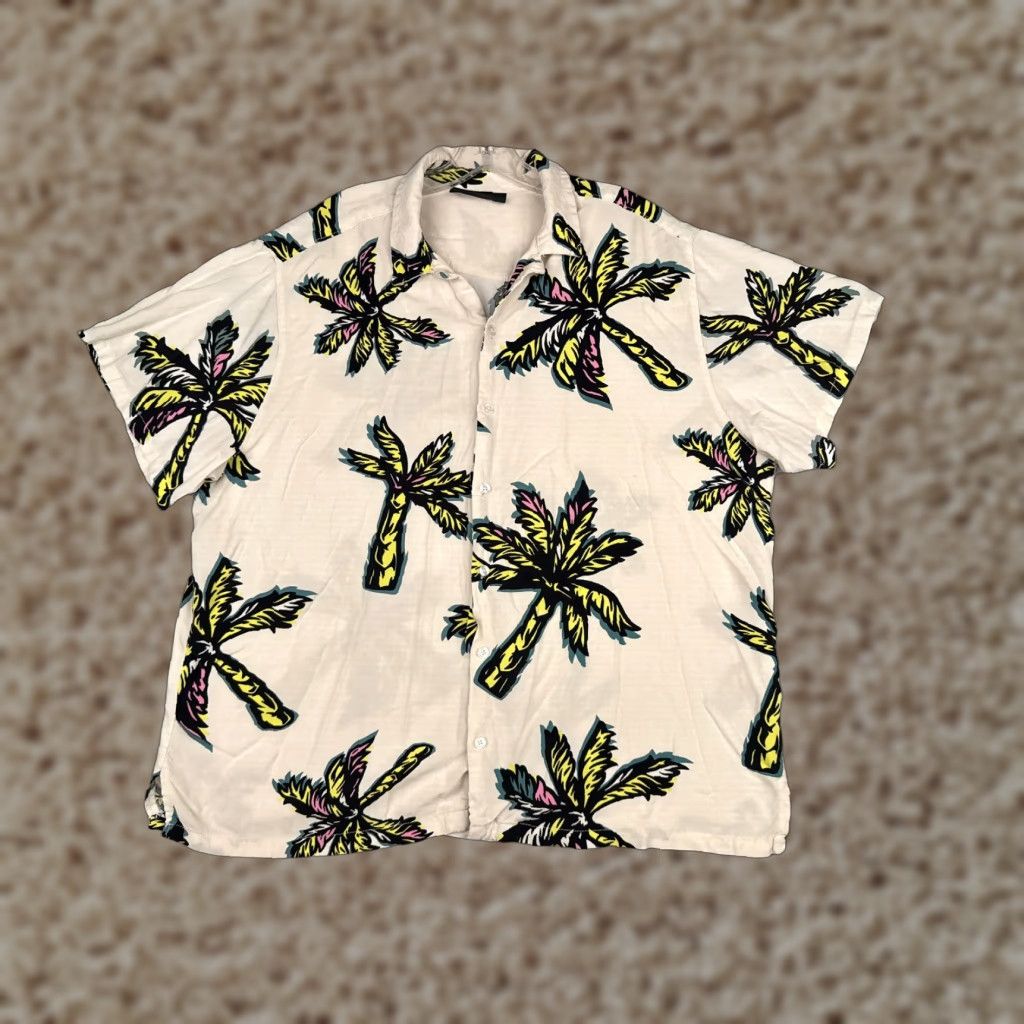 Vintage No Boundaries Shirt Men 2XL Ivory Yellow Palm Tree 100% Rayon Hawaiian Vintage? Size US XXL / EU 58 / 5 - 1 Thumbnail