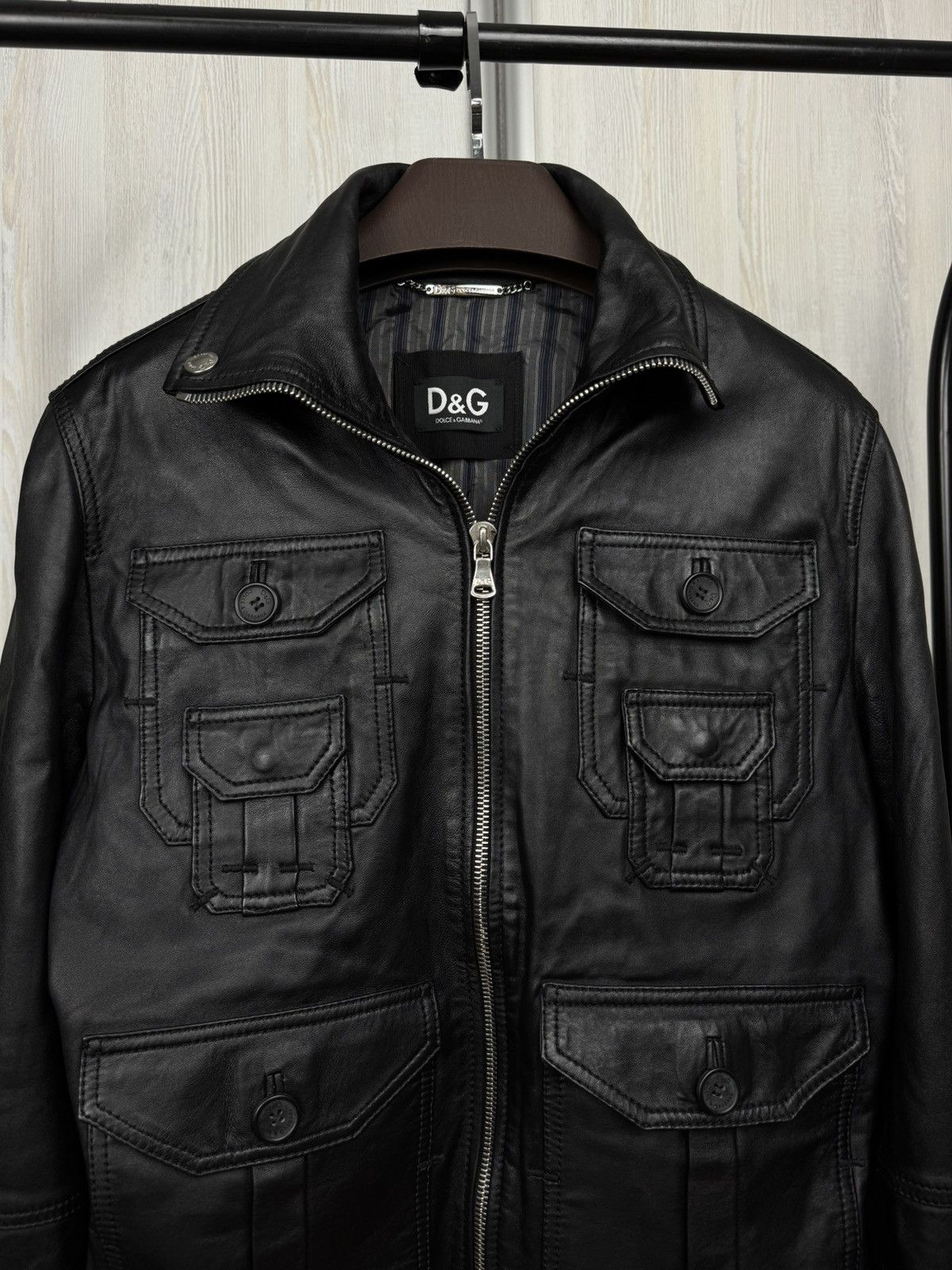Dolce & Gabbana 2000s Dolce & Gabbana Multipocket Black Leather Jacket Size US L / EU 52-54 / 3 - 3 Thumbnail