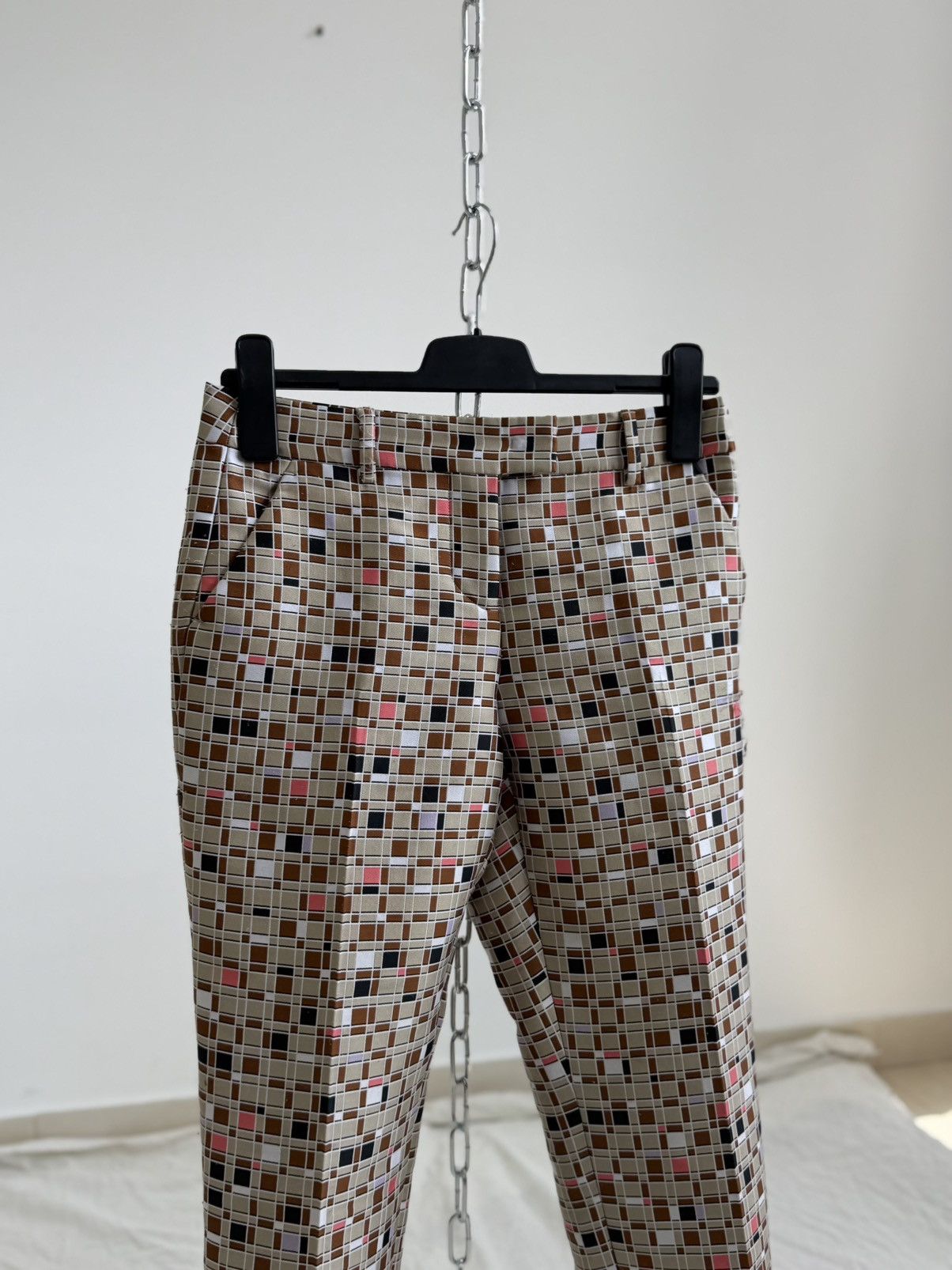 Fendi FENDI Italy Women's Geometric Pixel Grid Trousers Pants Silk Size 26" / US 2 / IT 38 - 2 Thumbnail
