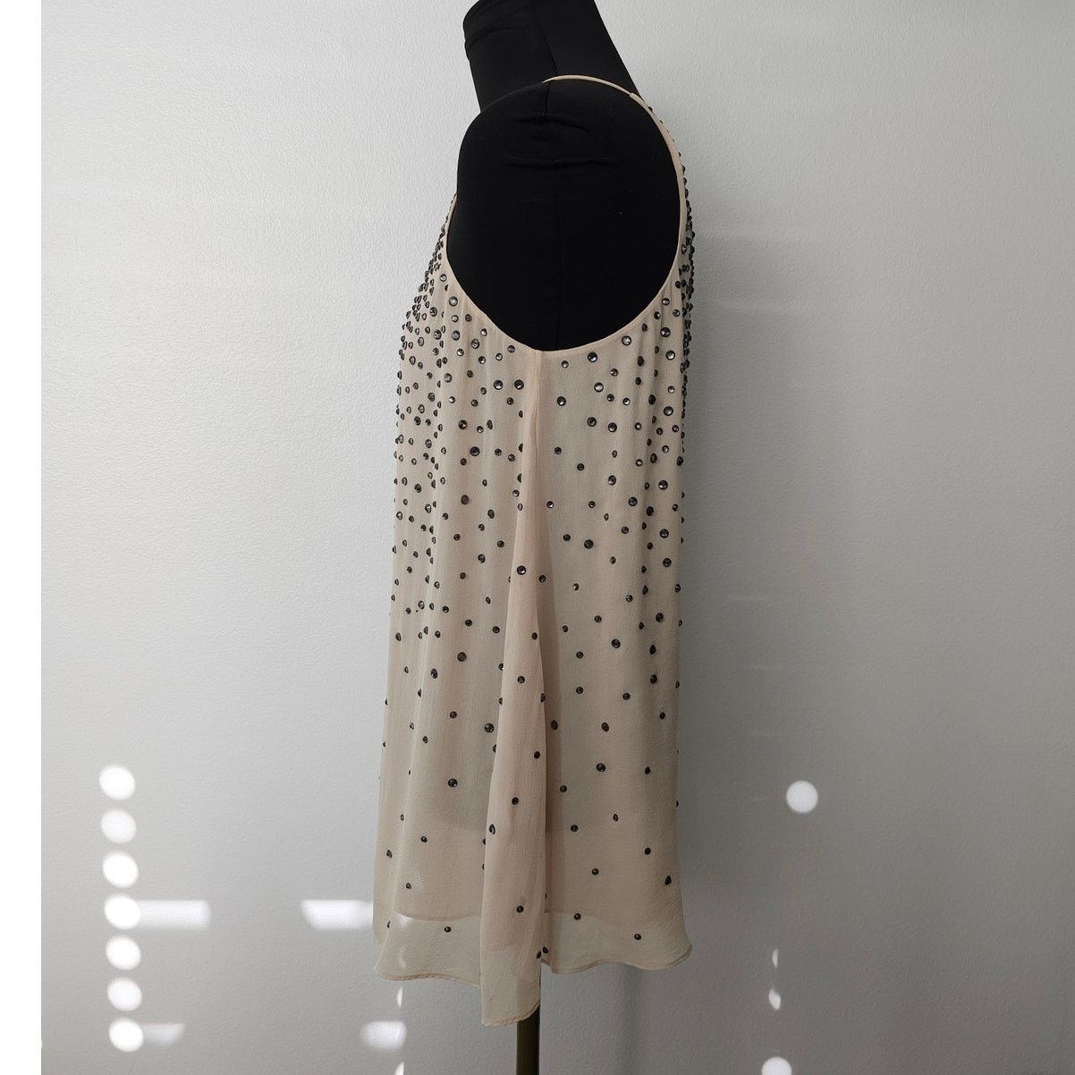 MILLY MILLY Tan Embellished Silk Chiffon Cami Tank Top Blouse 2 Size XS / US 0-2 / IT 36-38 - 3 Thumbnail