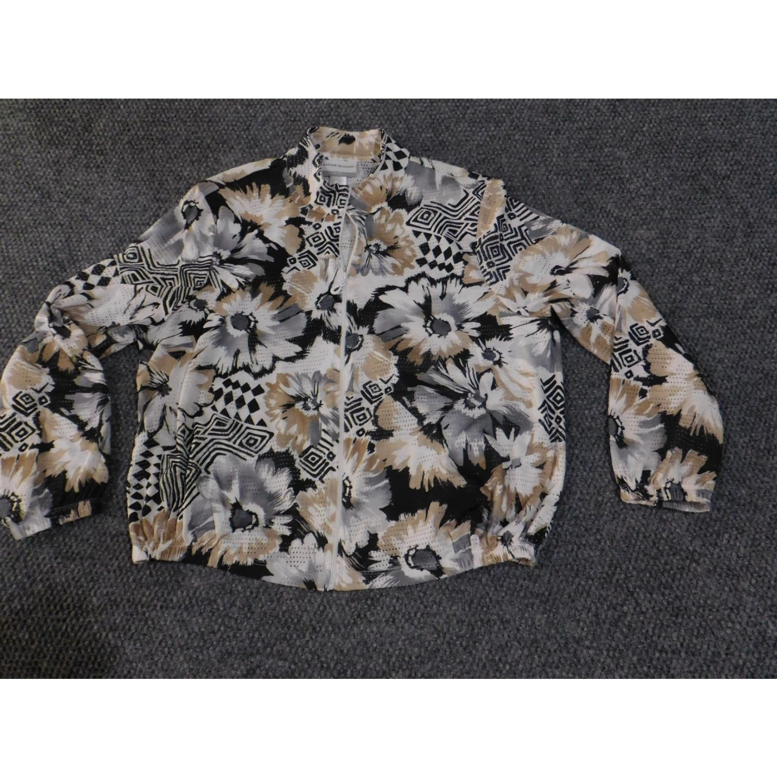 Vintage Alfred Dunner Jacket Womens Petite Medium Floral Zip Up Geometric Pattern Size M / US 6-8 / IT 42-44 - 3 Thumbnail