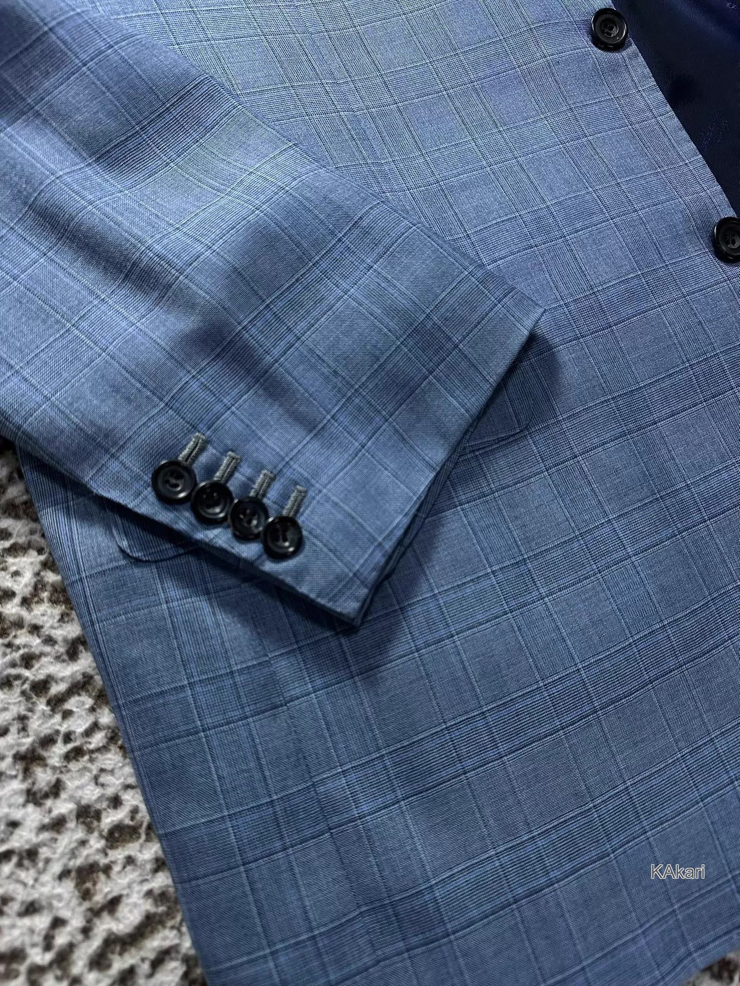 Kiton Blue Checkered Lightweight Blazer Size US M / EU 48-50 / 2 - 2 Thumbnail