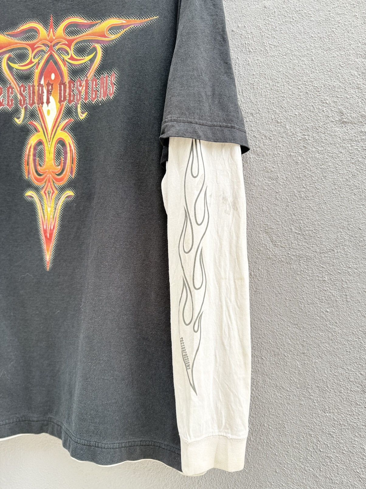 West Coast Choppers Thrashed Y2K T&C Surf Designs Flame Double Layer Grunge Tee Size US L / EU 52-54 / 3 - 4 Thumbnail