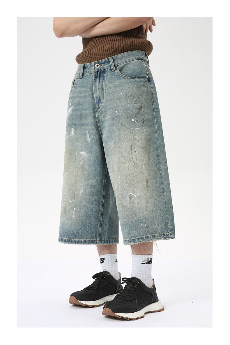 Japanese Brand × Jean Vintage distressed ink wash denim shorts Size US 32 / EU 48 - 3 Thumbnail