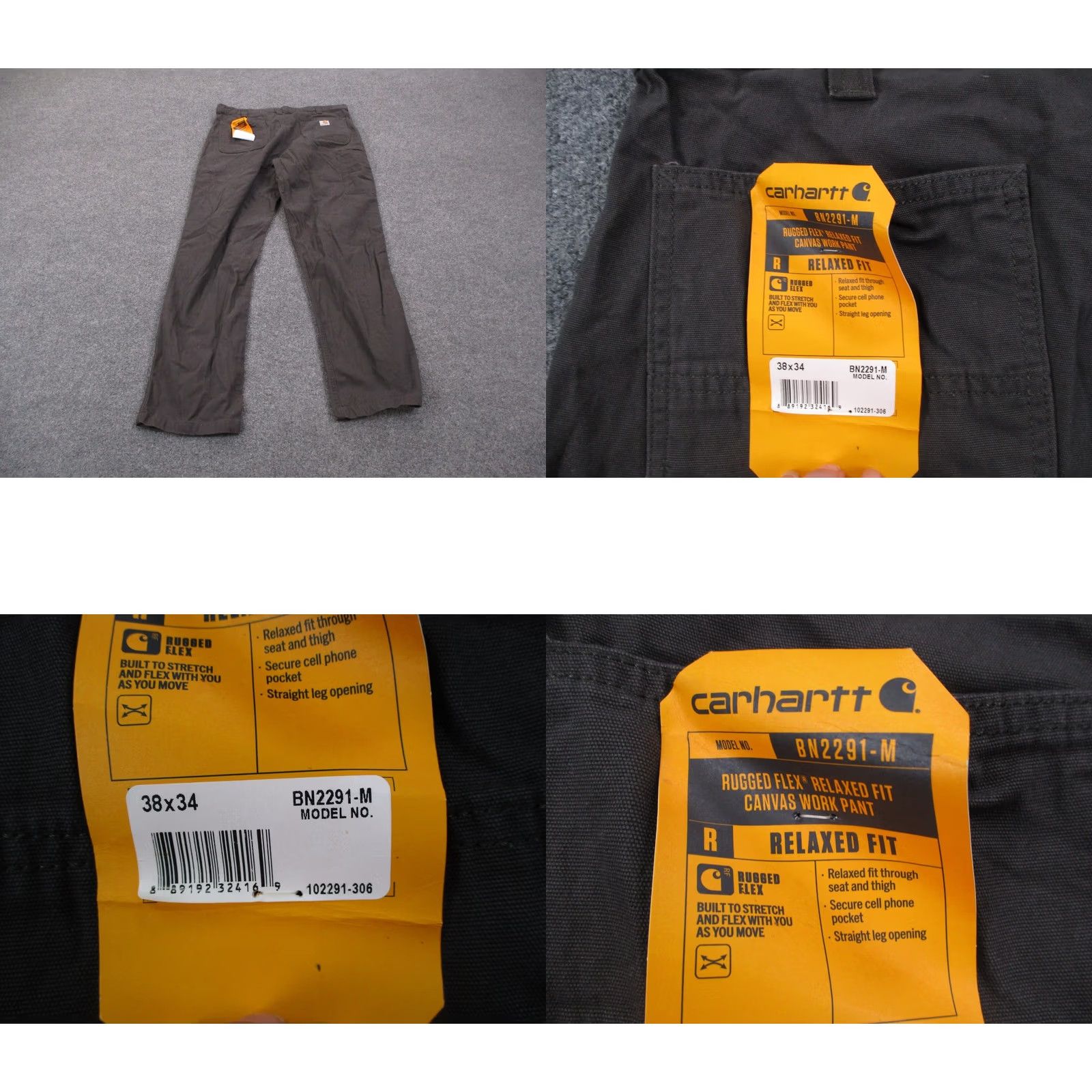 Carhartt Carhartt Jeans Men 38 X 34 Gray Canvas Relaxed Fit Workwear NEW Size US 37 - 9 Thumbnail