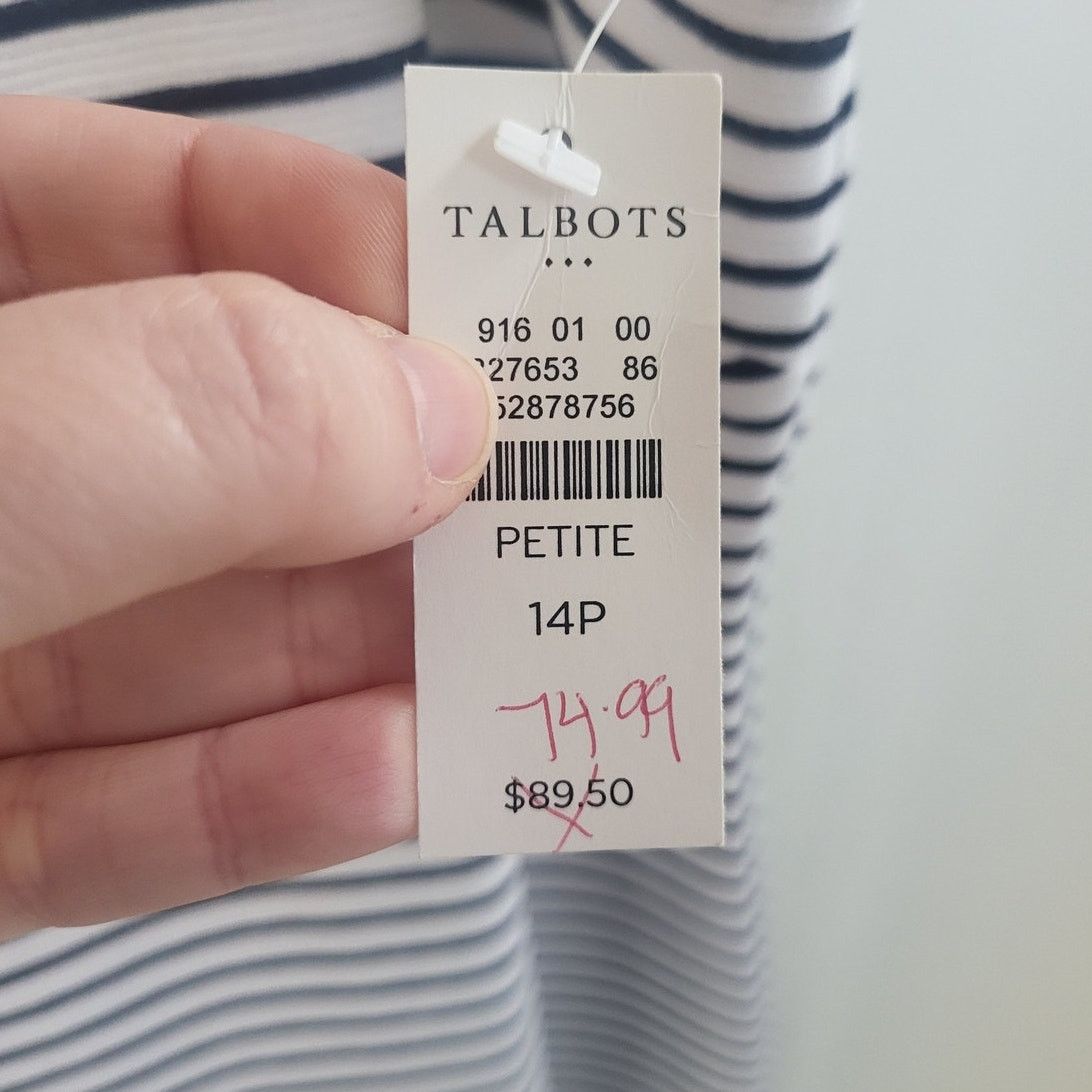 Other Talbots Navy & White Sleeveless Knee Length Dress - 14P Size XL / US 12-14 / IT 48-50 - 4 Thumbnail